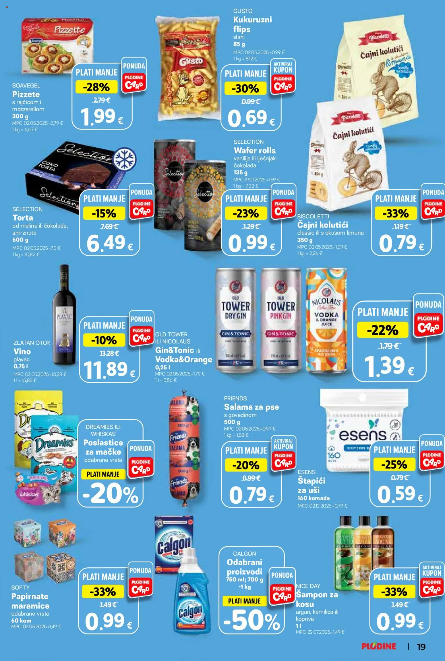 Plodine katalog | vrijedi od 12.08.2026 | Stranica: 19 | Proizvodi: Flips, Chips, Papirnate maramice, Torta