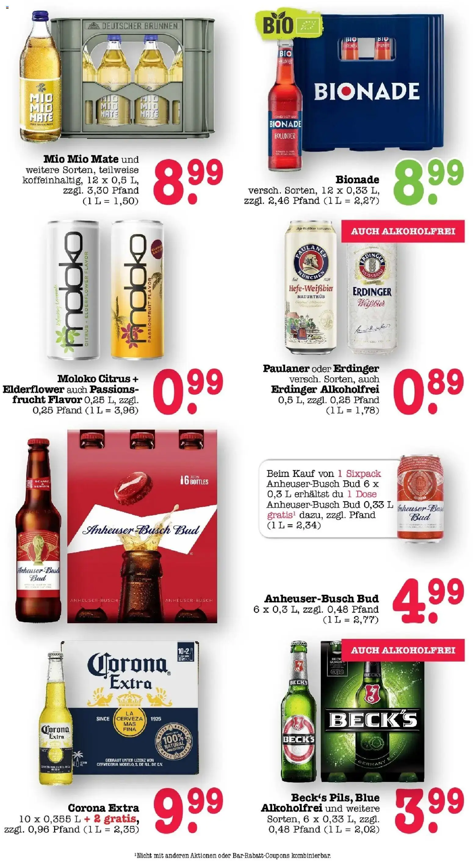E center Prospekt Achern (ab 24.08.2026) zum Blättern | Seite: 48 | Produkte: Erdinger, Weißbier, Bionade, Paulaner