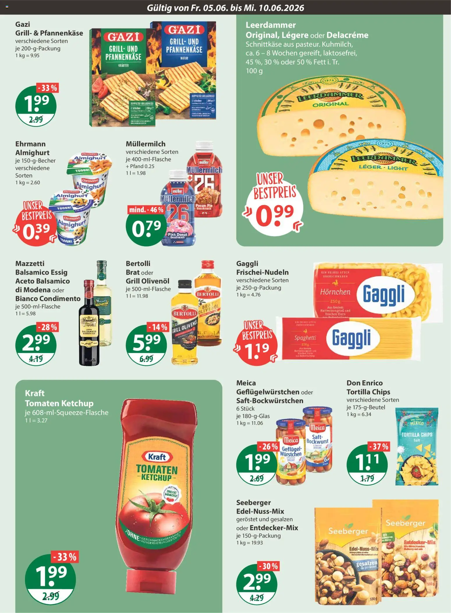 V-Markt Schwaben / Oberbayern – gültig ab 05.06.2026 | Seite: 13 | Produkte: Bockwurst, Olivenol, Saft, Chips