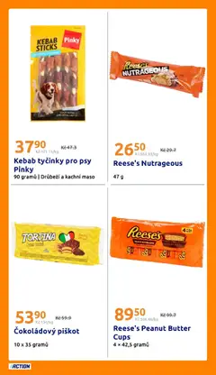 Náhled letáku Action aktuální leták od 14.10.2026 | Strana: 20 | Produkty: Reese's, Tyčinky, Kebab, Protein