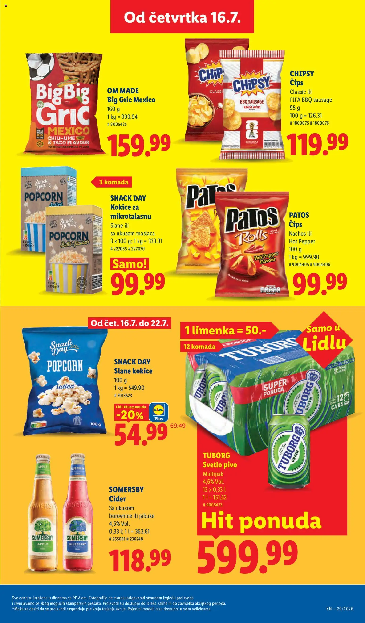 Lidl katalog - važi od 16.07.2026 | Strana: 61 | Proizvode: Čips, Tuborg, Somersby, Jabuke