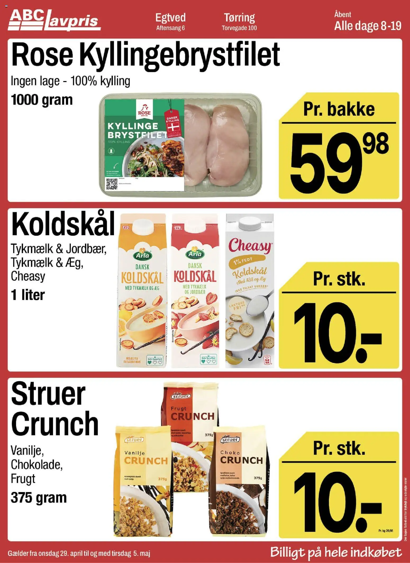 Abc Lavpris tilbudsavis – gyldig fra 29.04.2026 | Side: 4 | Produkter: Æg, Kakao, Sukker, Vanilje