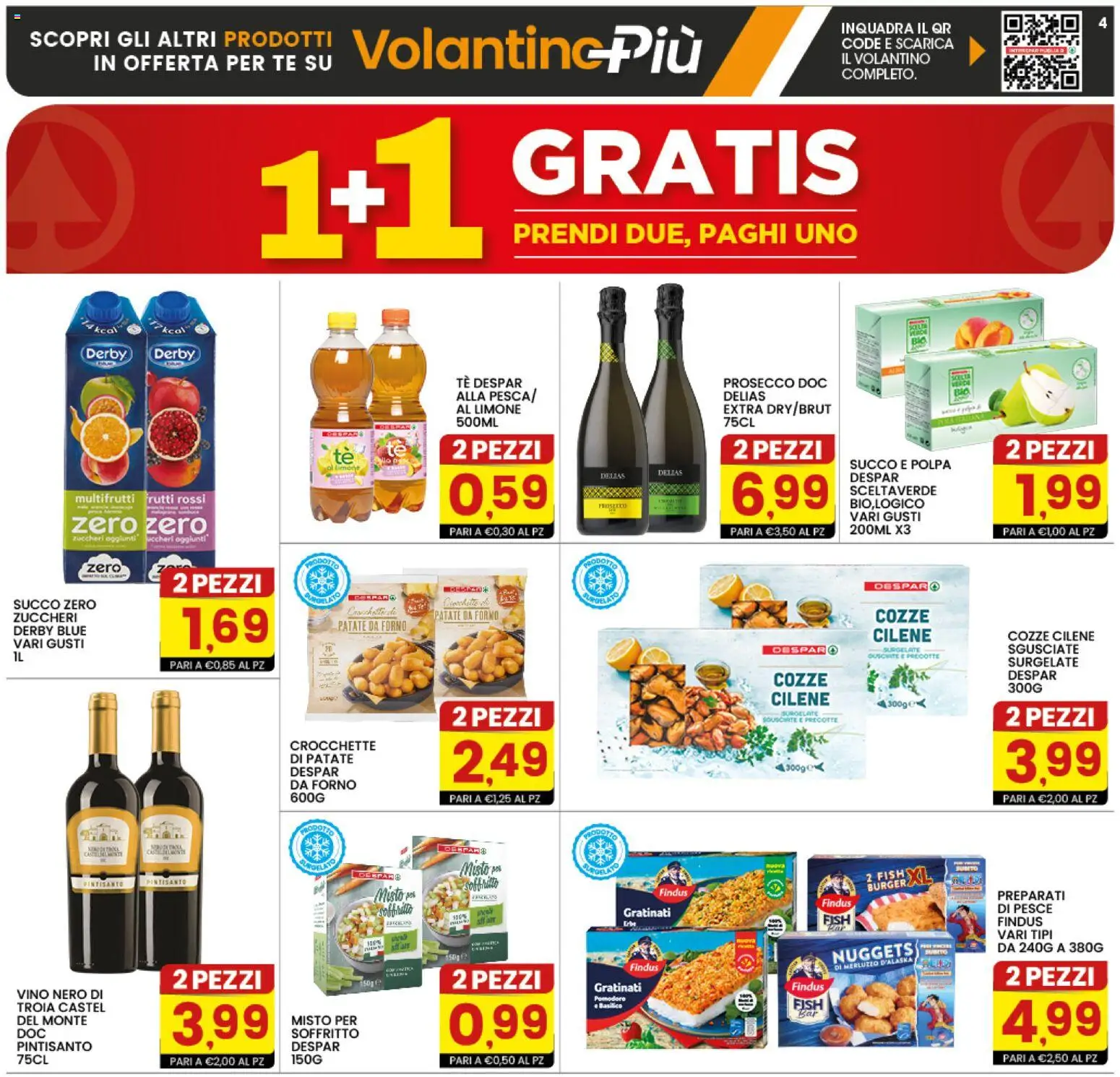 Volantino Interspar del 08.06.2026 | Pagina: 4 | Prodotti: Pesce, Merluzzo, Cozze, Vino