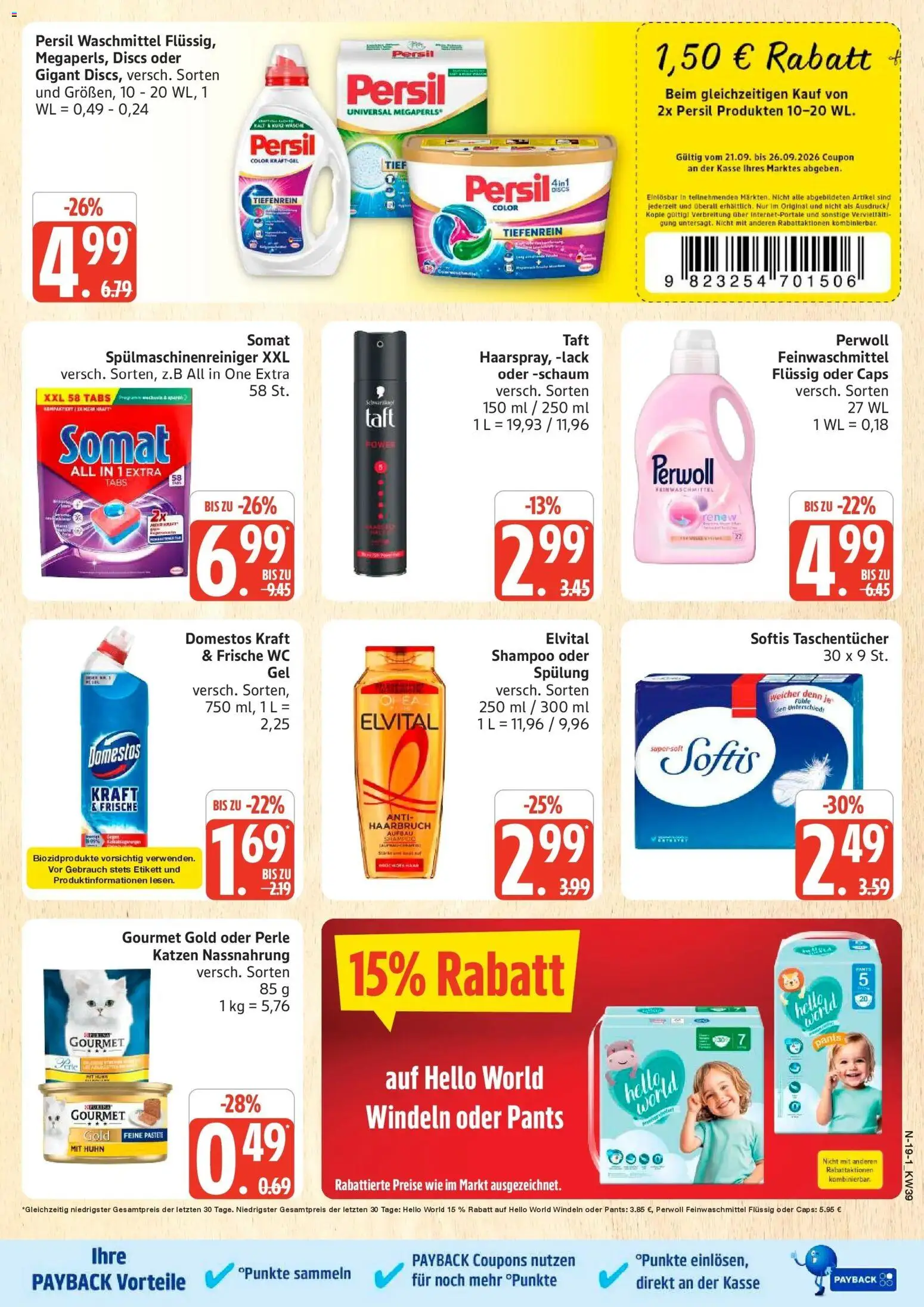 E center Prospekt Rostock (ab 21.09.2026) zum Blättern | Seite: 19 | Produkte: Perwoll, Shampoo, Waschmittel, Spülmaschinenreiniger