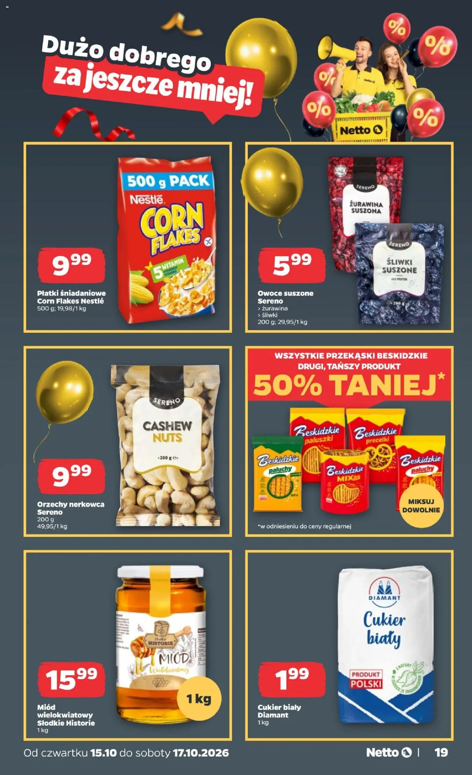 Netto gazetka od czwartku od 15.10.2026 | Strona: 19 | Produkty: Śliwki, Śliwki suszone, Cukier biały, Cukier