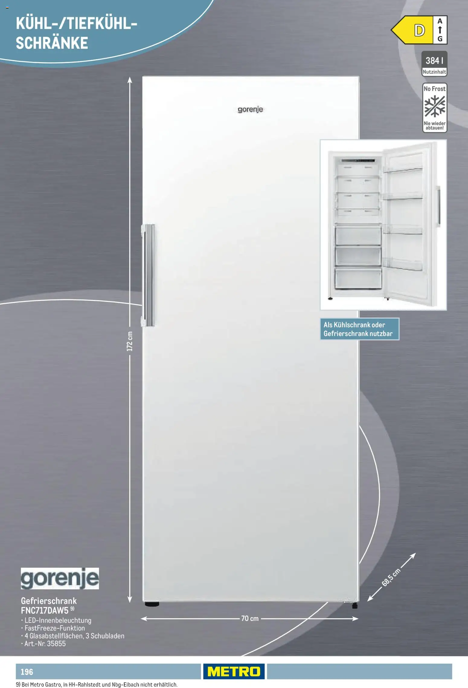 Metro Non Food Sortiment – gültig ab 15.06.2026 | Seite: 196 | Produkte: Gorenje, Gefrierschrank, Kühlschrank