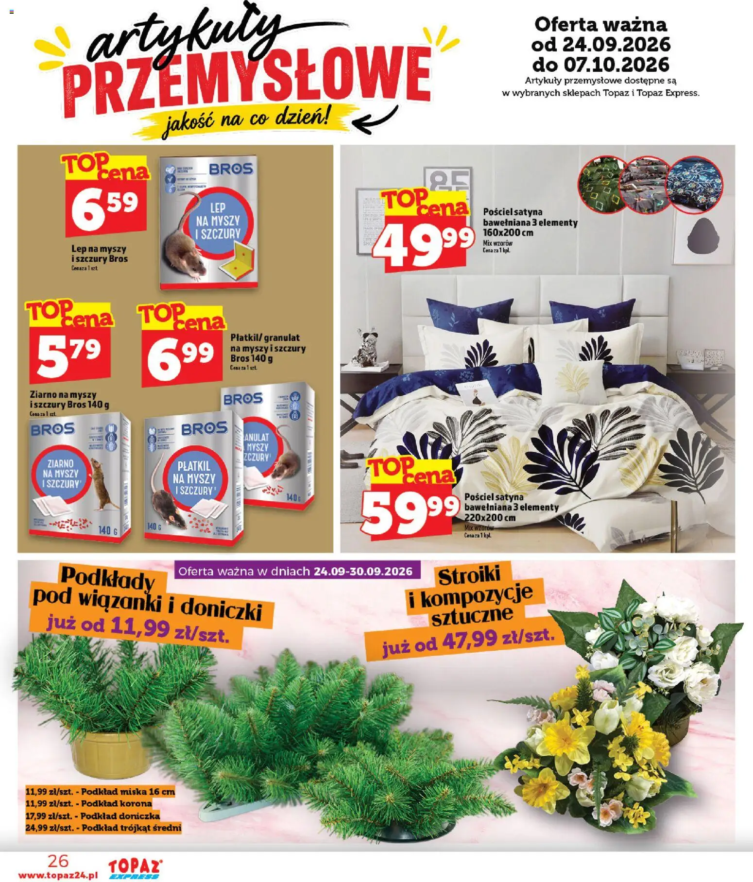 Topaz gazetka - Express od 24.09.2026 | Strona: 26 | Produkty: Pościel, Artykuły przemysłowe, Doniczka, Doniczki