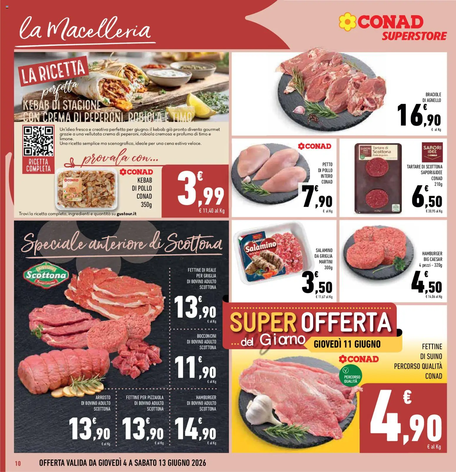 Volantino Conad del 04.06.2026 | Pagina: 10 | Prodotti: Petto di Pollo, Arrosto, Peperoni, Profumo