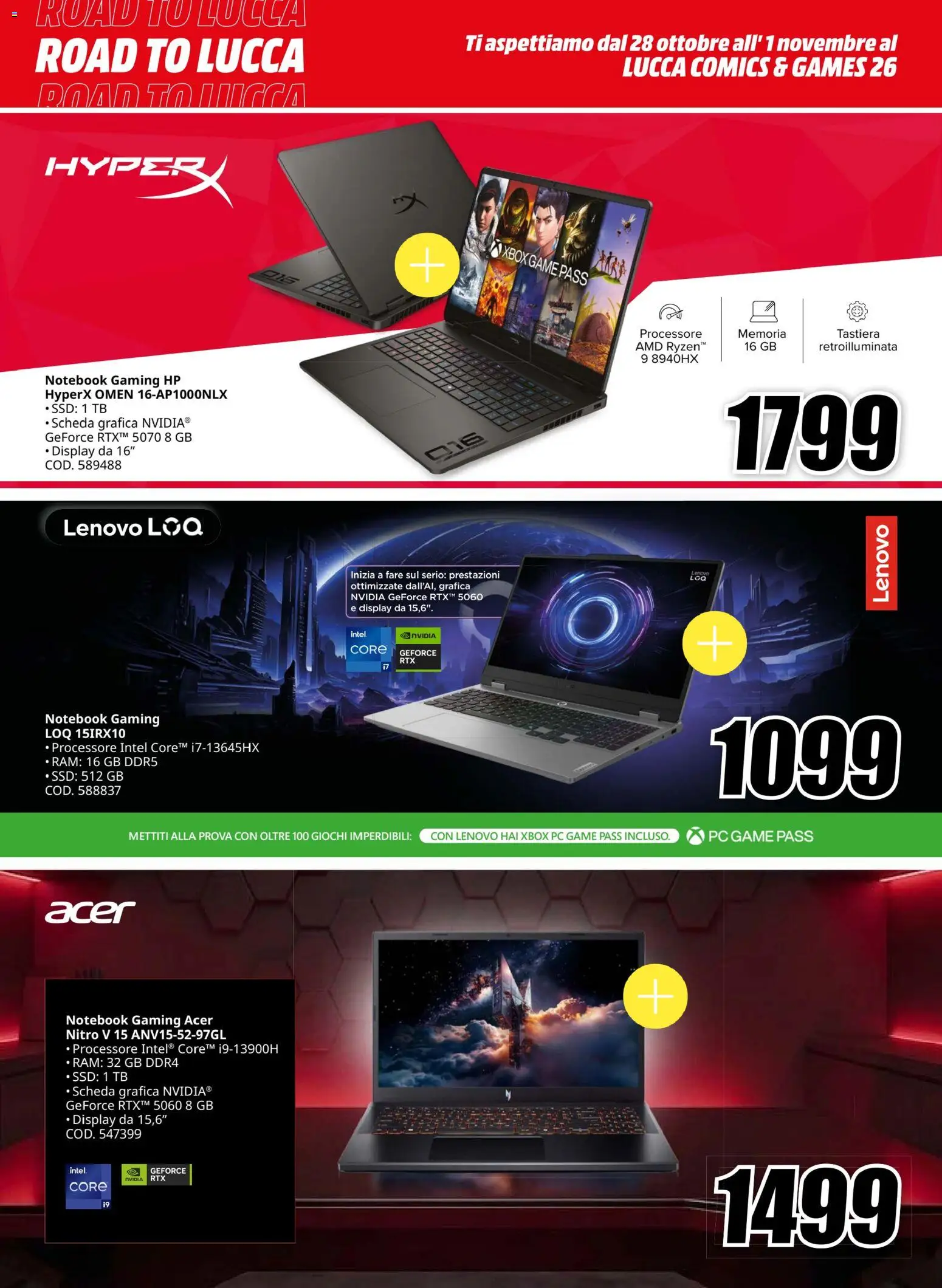 Volantino Media World del 05/10/2026 | Pagina: 2 | Prodotti: Notebook, PC, Tastiera, Xbox