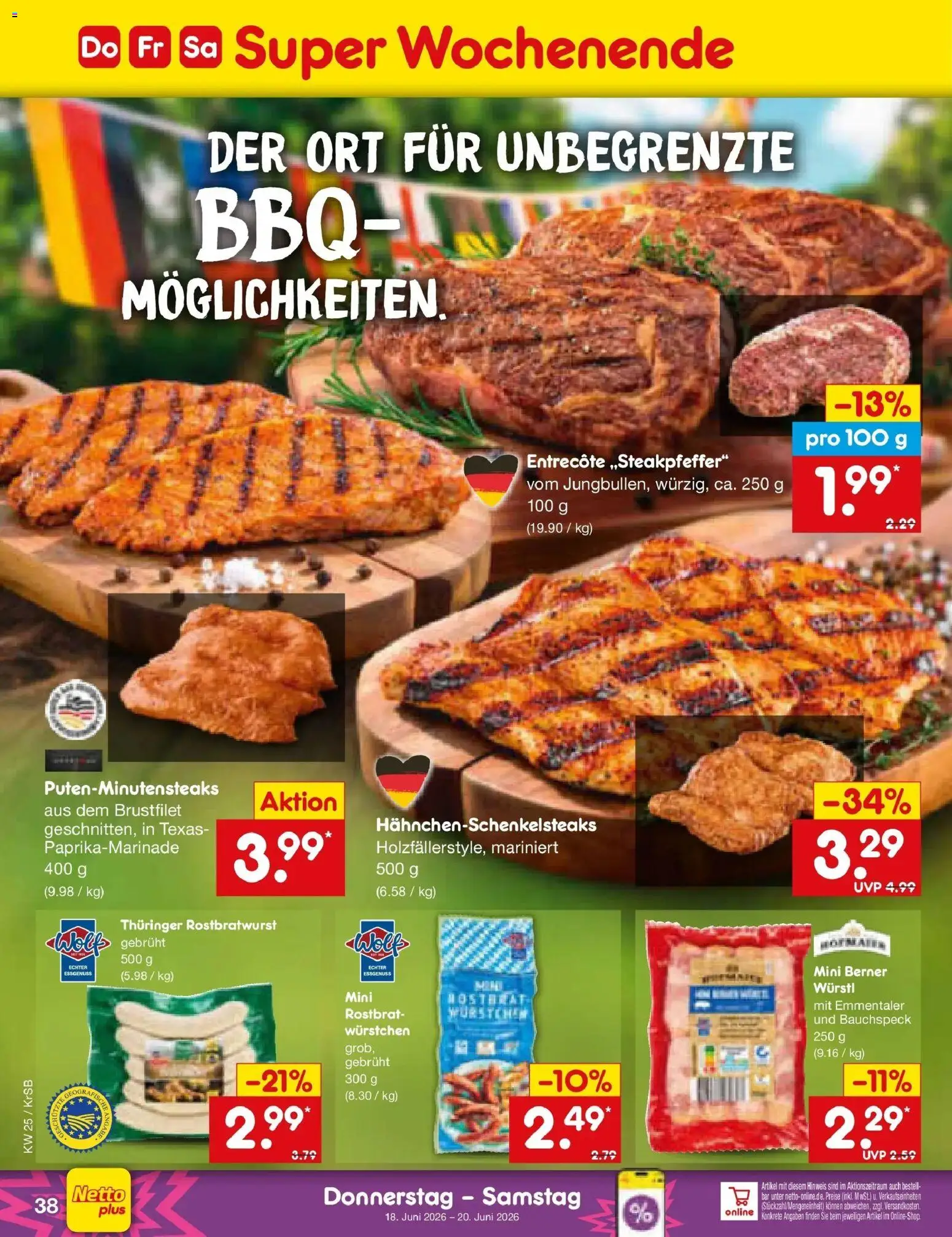 Netto Marken-Discount Prospekt Jüchen – gültig ab 15.06.2026 | Seite: 50 | Produkte: Würstl, Entrecote