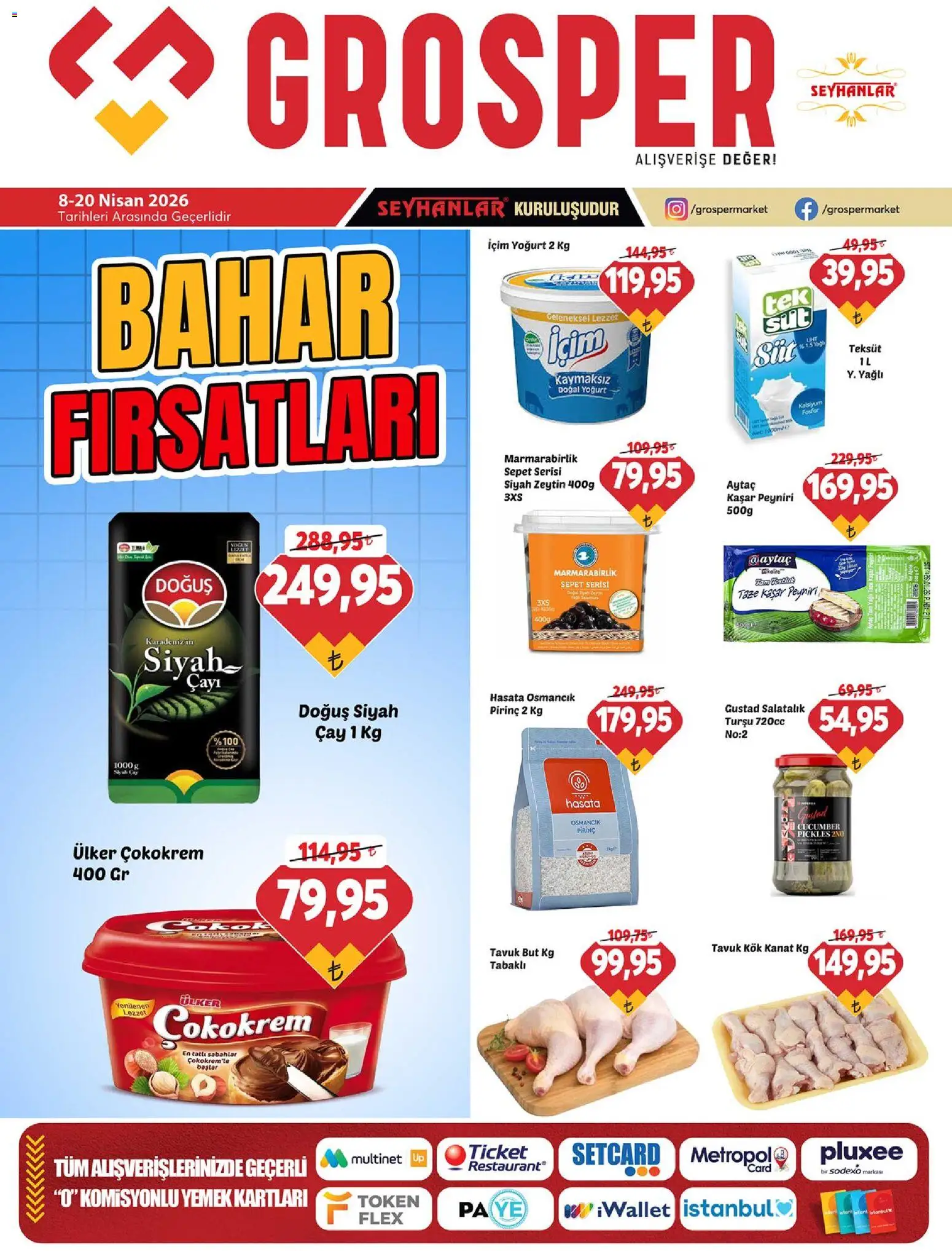 Grosper Katalog - 08.04.2026 tarihinden itibaren geçerlidir | Sayfa: 1 | Ürünler: Sepet, Yoğurt, Çay, Salatalık
