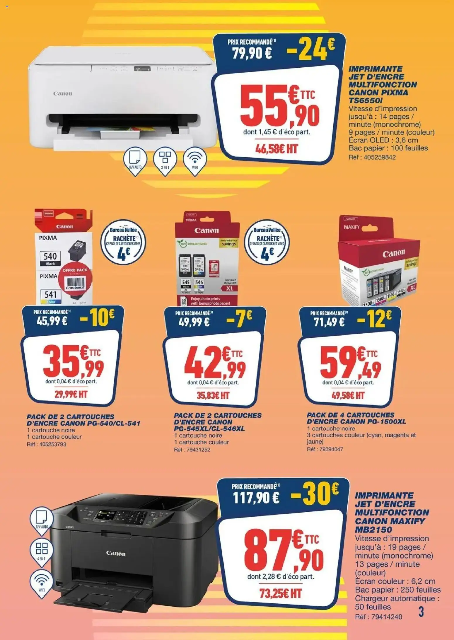 Bureau Vallée - Des prix bas qui en jettent à partir du 28/09/2026 - promo en ligne | Page: 3 | Produits: Imprimante, Bureau, Cartouches d'encre Canon, Cartouche