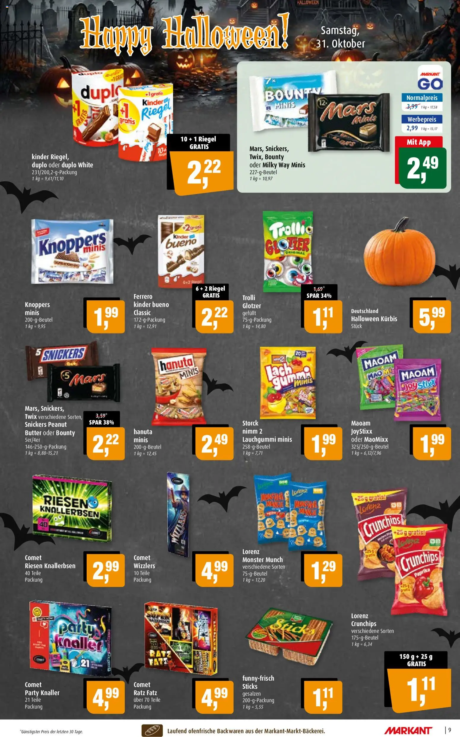 Markant Prospekt – gültig ab 26.10.2026 | Seite: 9 | Produkte: Kinder bueno, Snickers, Mars, Monster