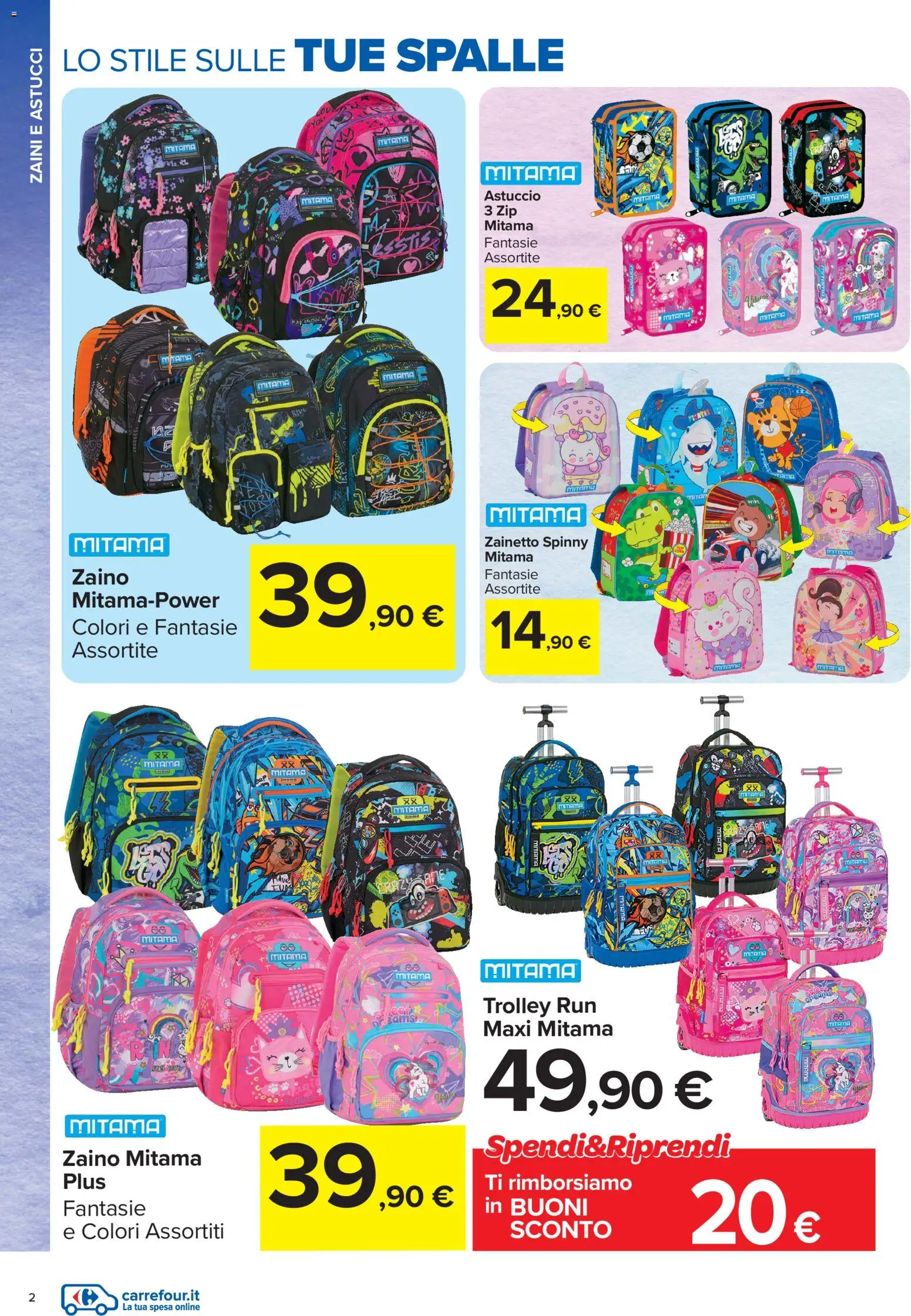 Volantino Carrefour del 22/07/2026 | Pagina: 2 | Prodotti: Zaino, Astuccio, Trolley
