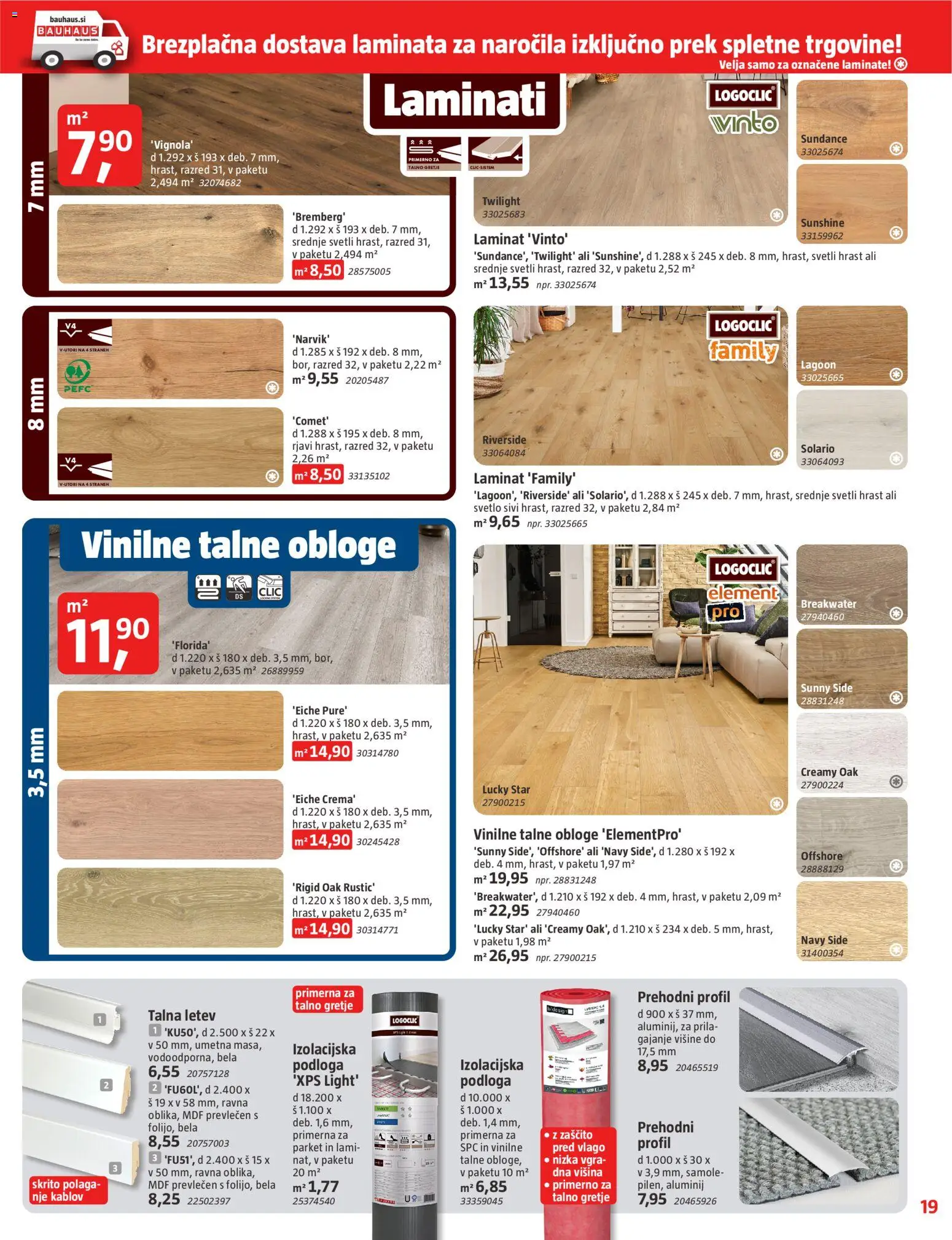 Novi Bauhaus katalog ponudbe – veljaven od 02.09.2026 | Stran: 19 | Izdelki: Laminati, Letev, Podloga