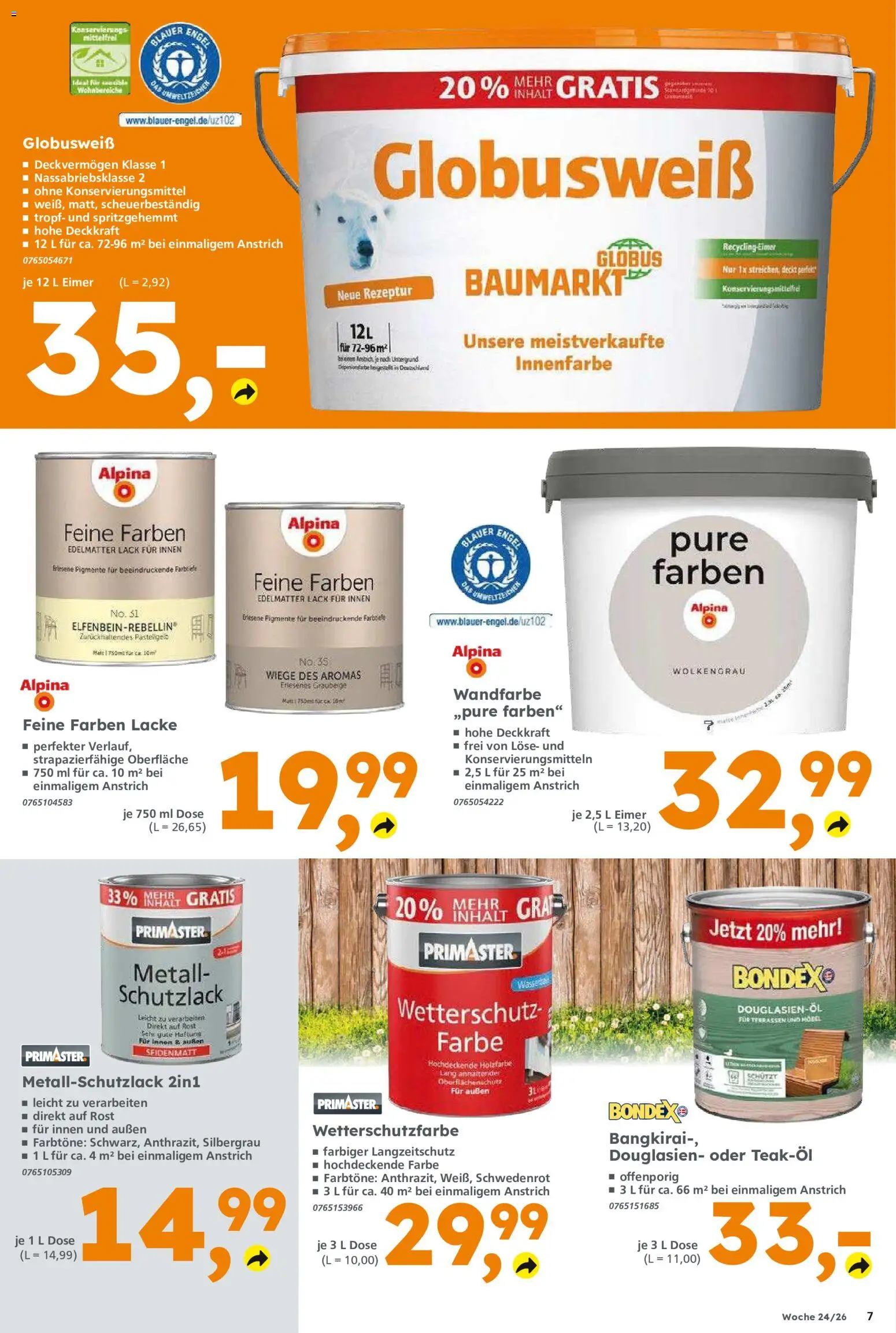 Globus Baumarkt Prospekt Neustadt an der Weinstraße – gültig ab 08.06.2026 | Seite: 7 | Produkte: Hobel, Tür, Wandfarbe