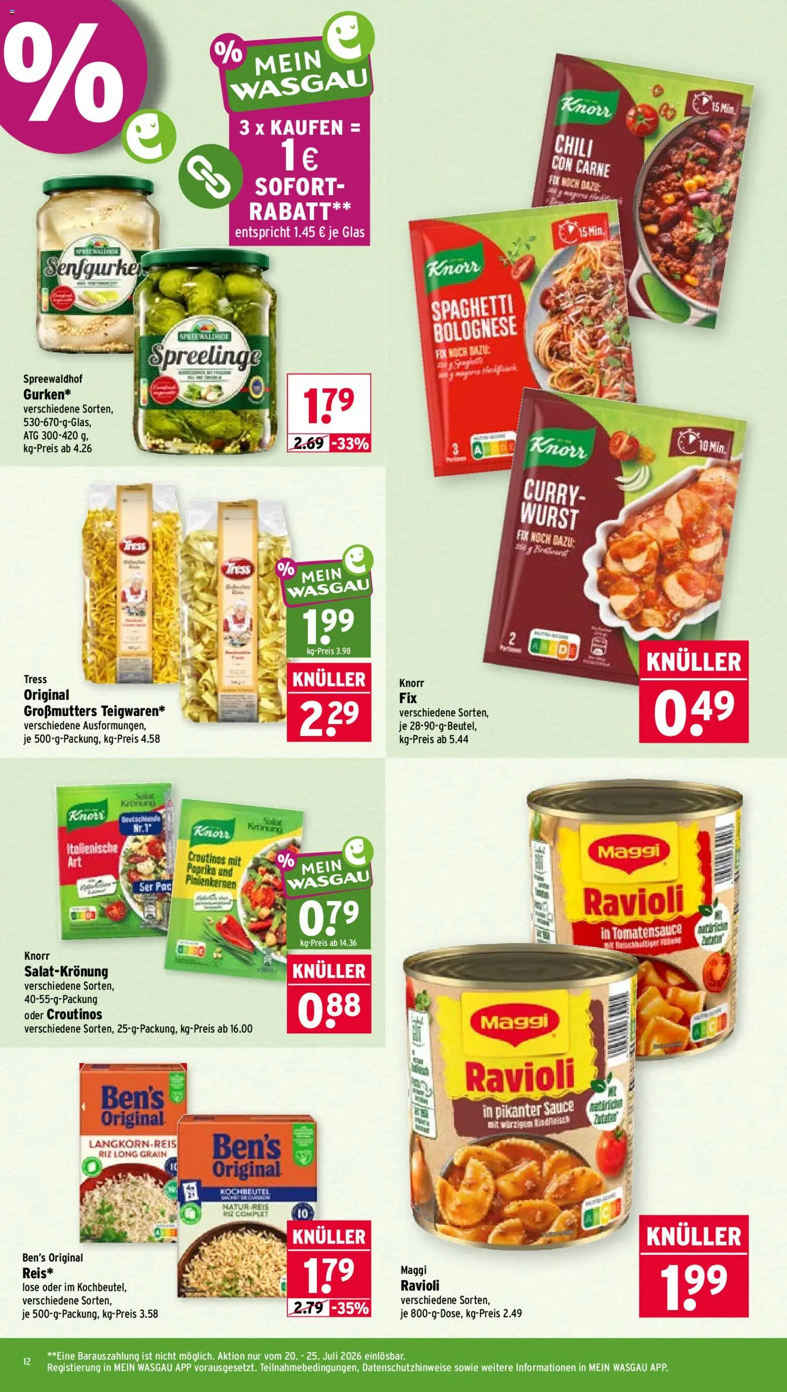 Wasgau Prospekt – gültig ab 20.07.2026 | Seite: 12 | Produkte: Maggi, Paprika, Wurst, Chili