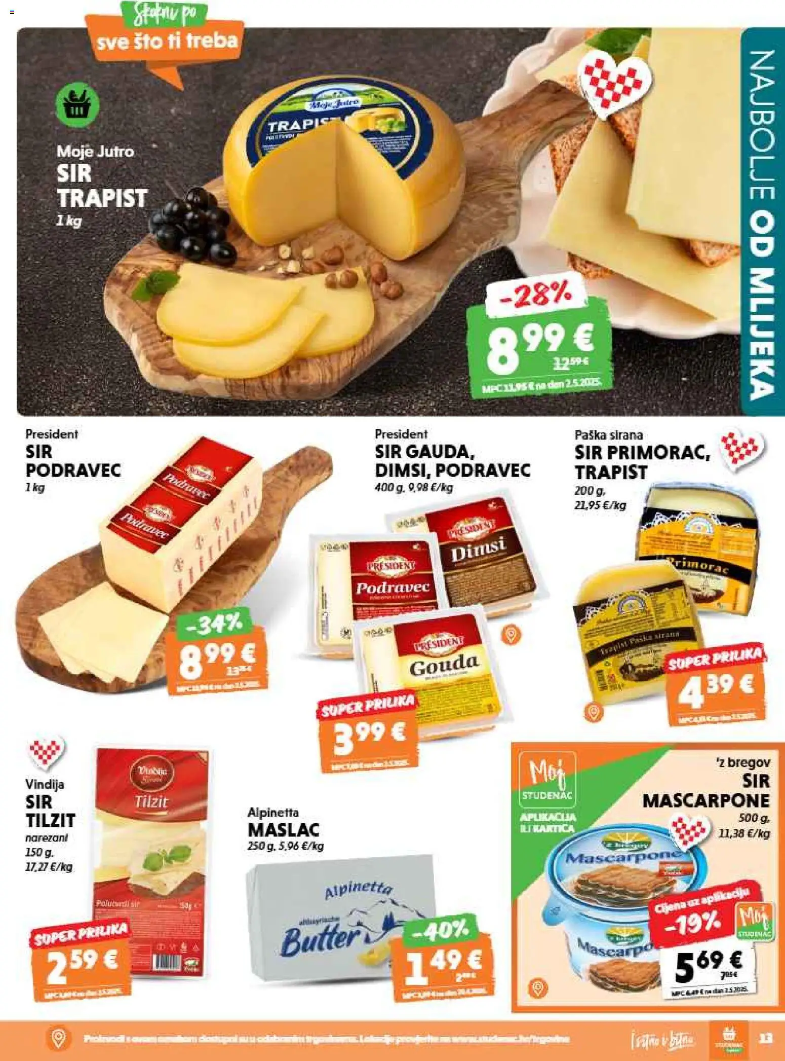 Studenac katalog | vrijedi od 20.05.2026 | Stranica: 13 | Proizvodi: Vindija, Mascarpone, Sir, Trapist