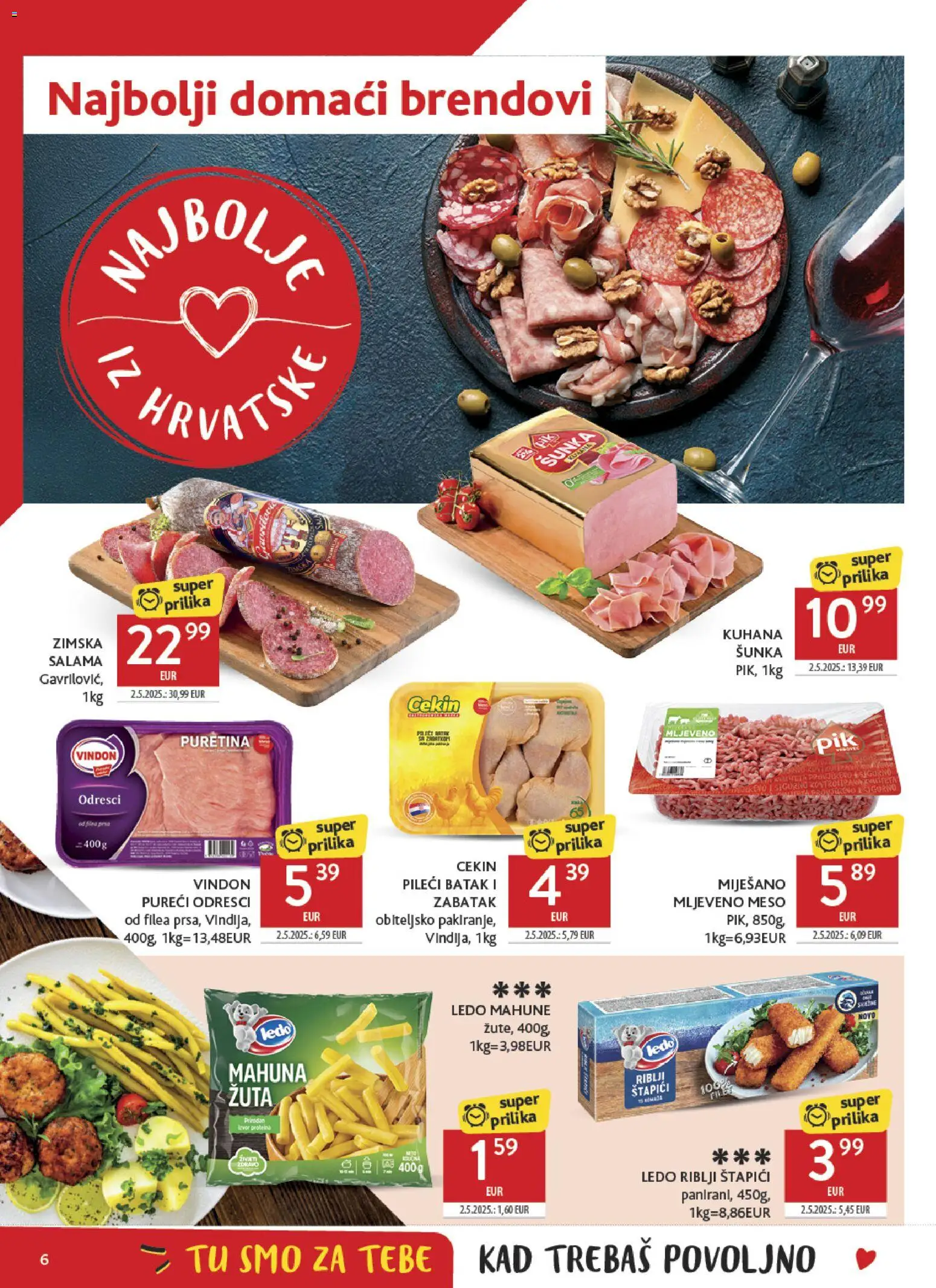 Konzum katalog | vrijedi od 15.04.2026 | Stranica: 6 | Proizvodi: Meso, Salama, Mljeveno meso, Štapići