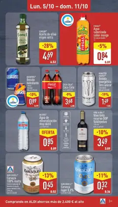 Vista previa Aldi folleto Canarias válido desde el 05/10/2026 | Página: 11 | Productos: Cerveza sin alcohol, Vino, Cerveza, Agua