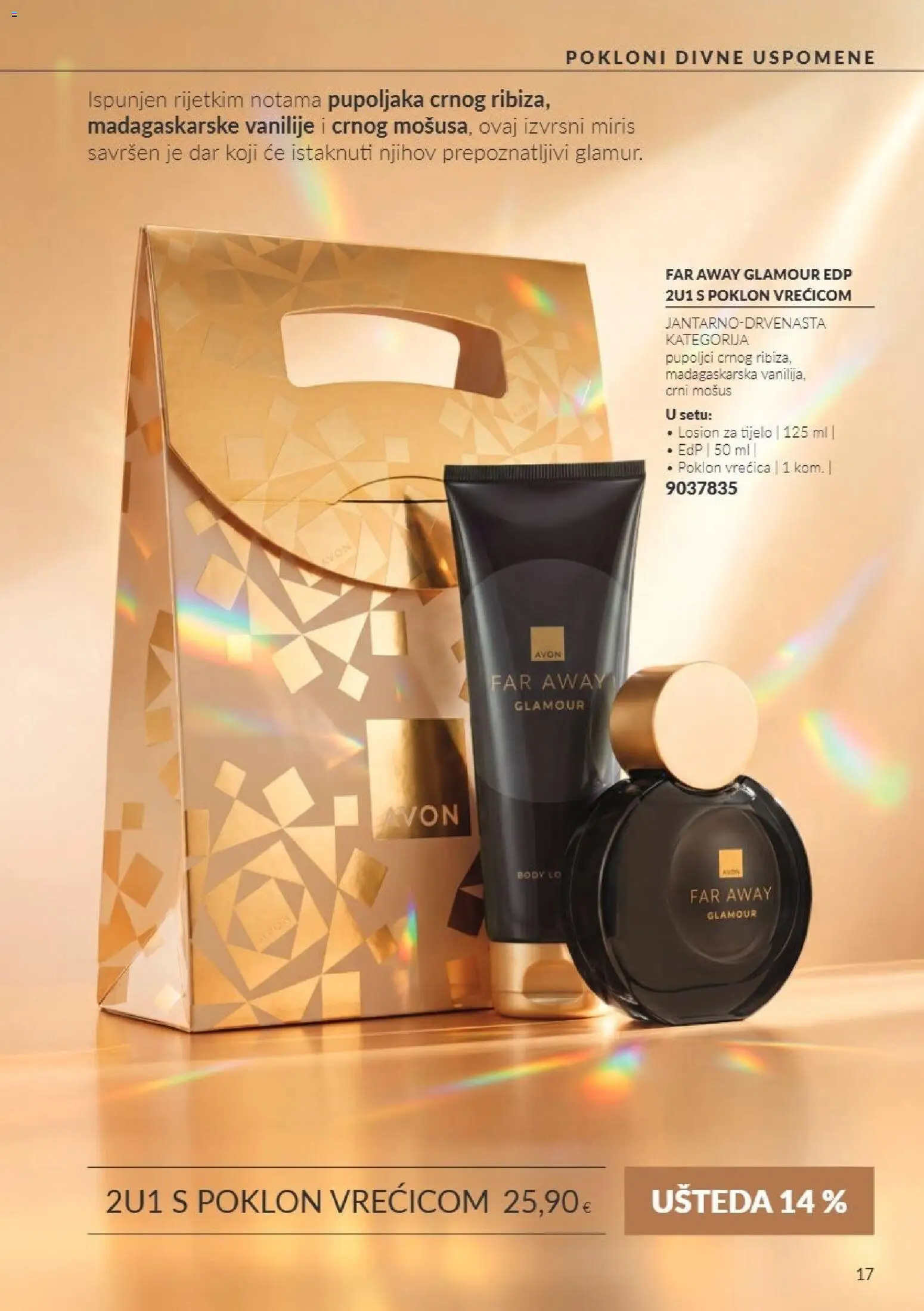 Avon katalog | vrijedi od 01.11.2026 | Stranica: 17 | Proizvodi: Miris, Poklon vrećica, Losion za tijelo