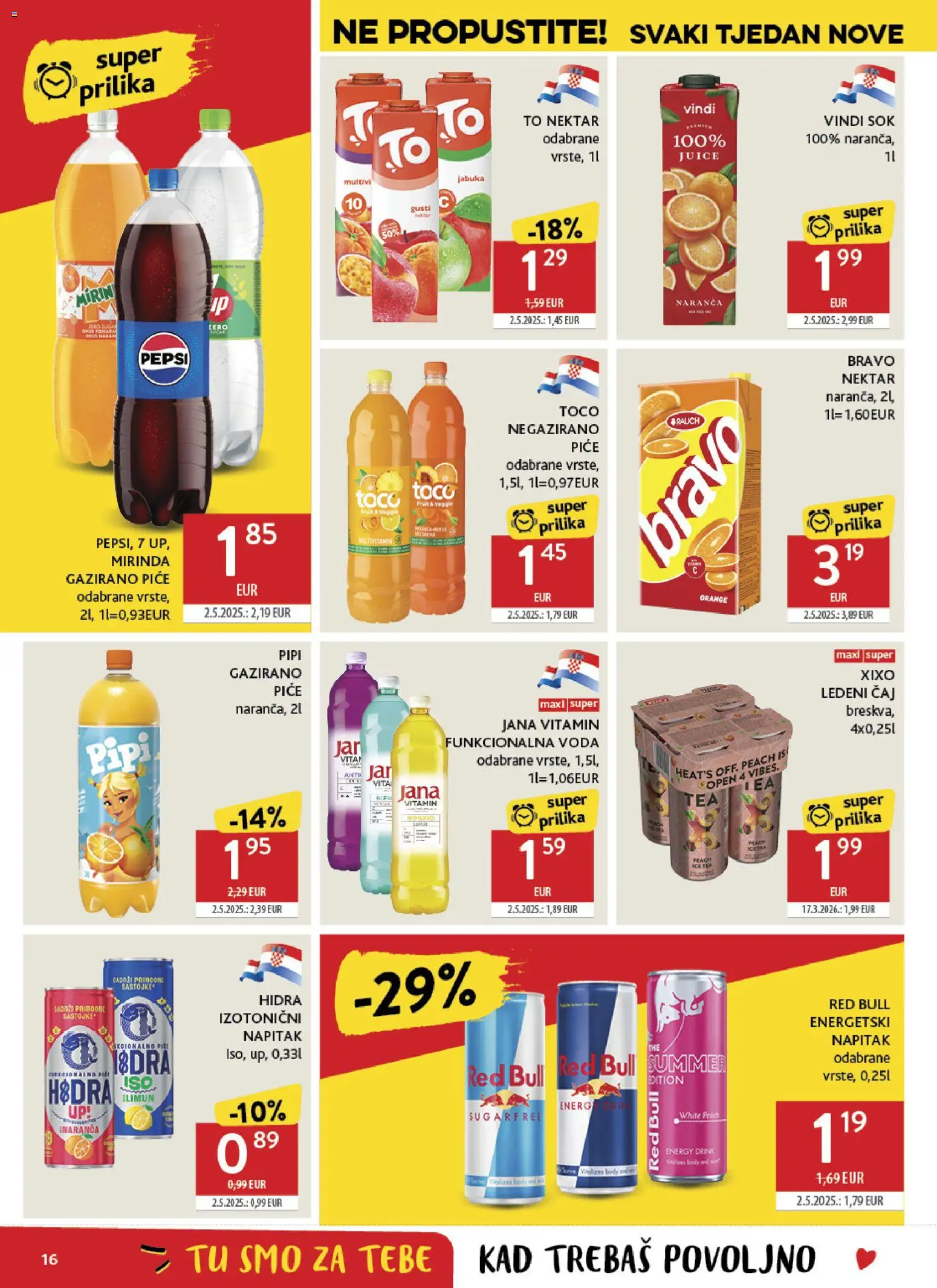 Konzum HR akciós ujság - amely érvényes a következő dátumtól: 10.06.2026 | Oldal: 16 | Termékek: Pepsi, Body, Red bull, Tea