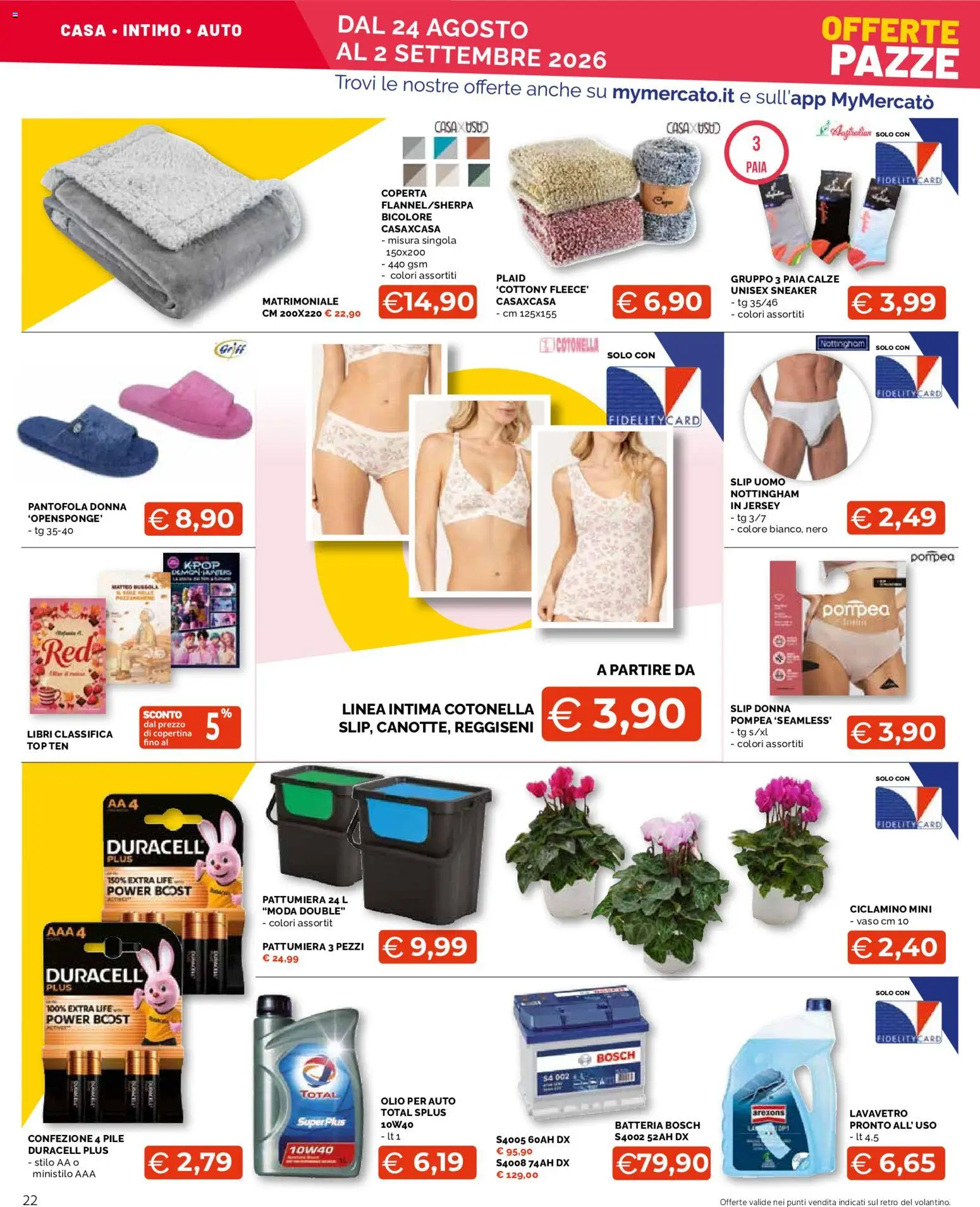 Volantino Mercatò del 24/08/2026 | Pagina: 22 | Prodotti: Libri, Slip, Top, Coperta