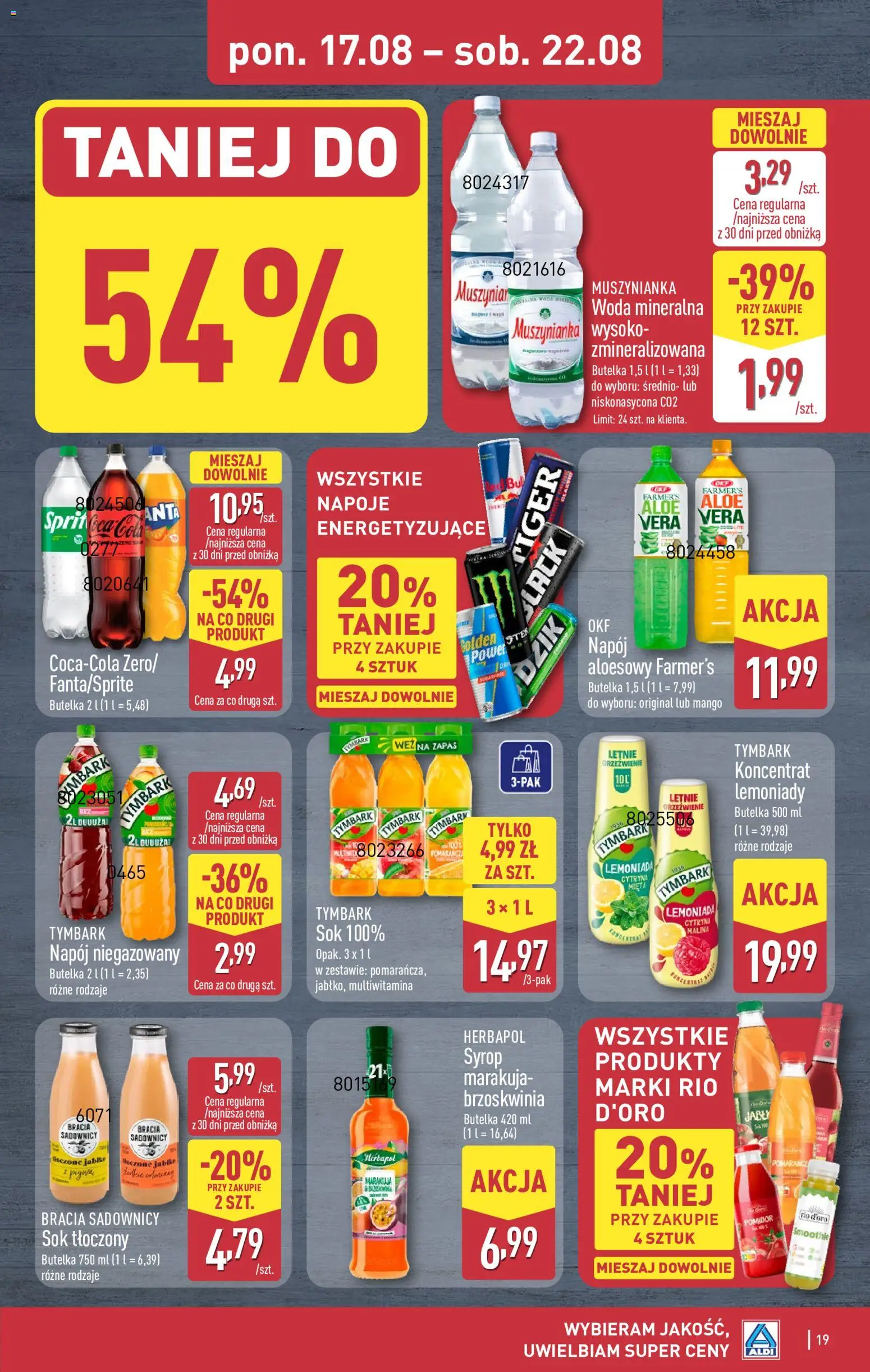 Aldi Polsko leták od 17.08.2026 | Strana: 19 | Produkty: Nápoje, Smoothie, Marakuja, LED