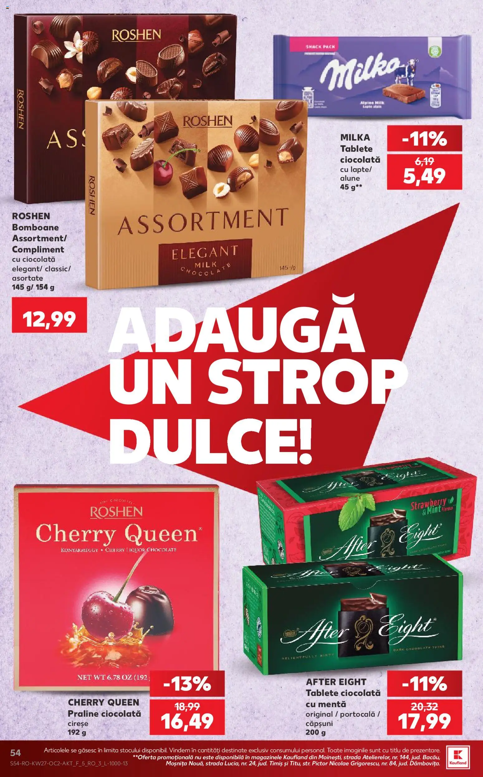 Noul catalog Kaufland – valabil de la 01.07.2026 | Pagină: 54 | Produse: Alune, Praline, Ciocolată, Căpșuni