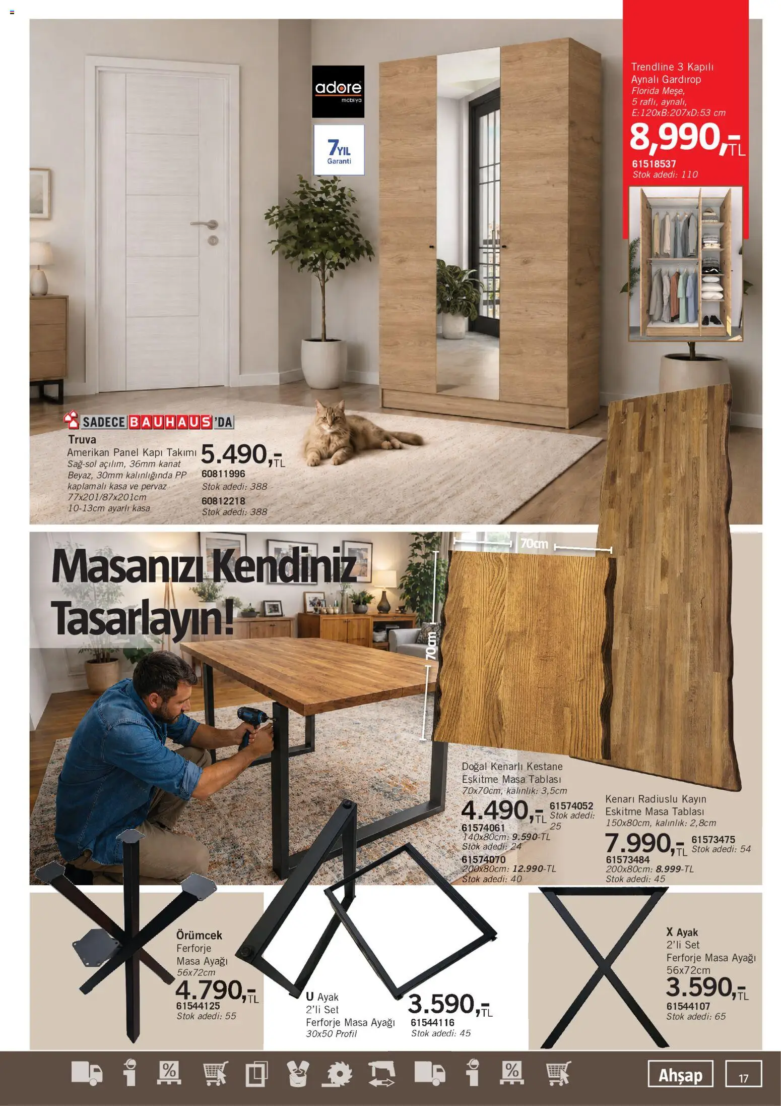 Bauhaus Katalog - 16.05.2026 tarihinden itibaren geçerlidir | Sayfa: 17 | Ürünler: Masa, Gardırop, Kestane, Kasa