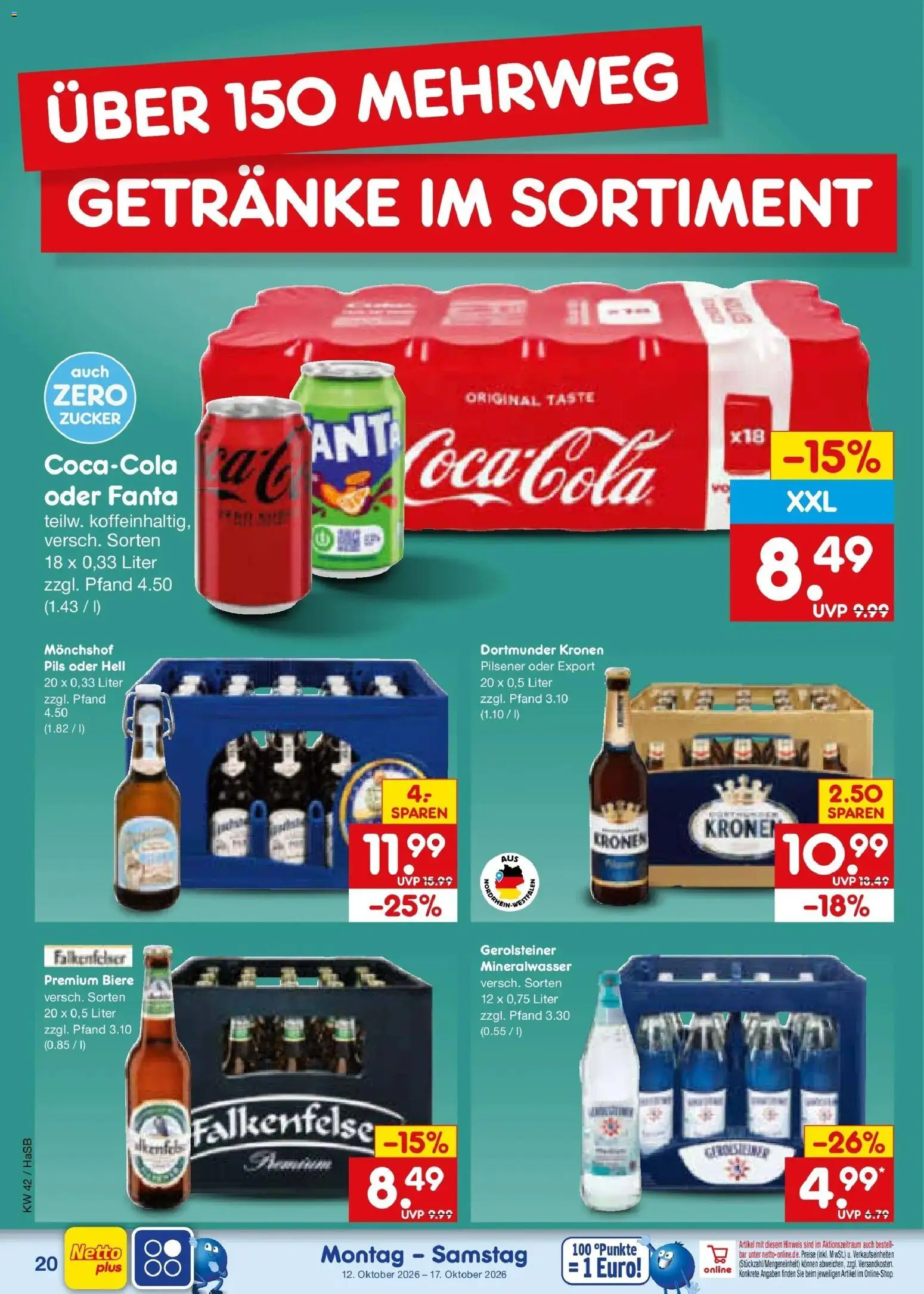 Netto Marken-Discount Prospekt Unna (ab 12.10.2026) » Angebote | Seite: 24 | Produkte: Monchshof, Pils, Mineralwasser, Gerolsteiner