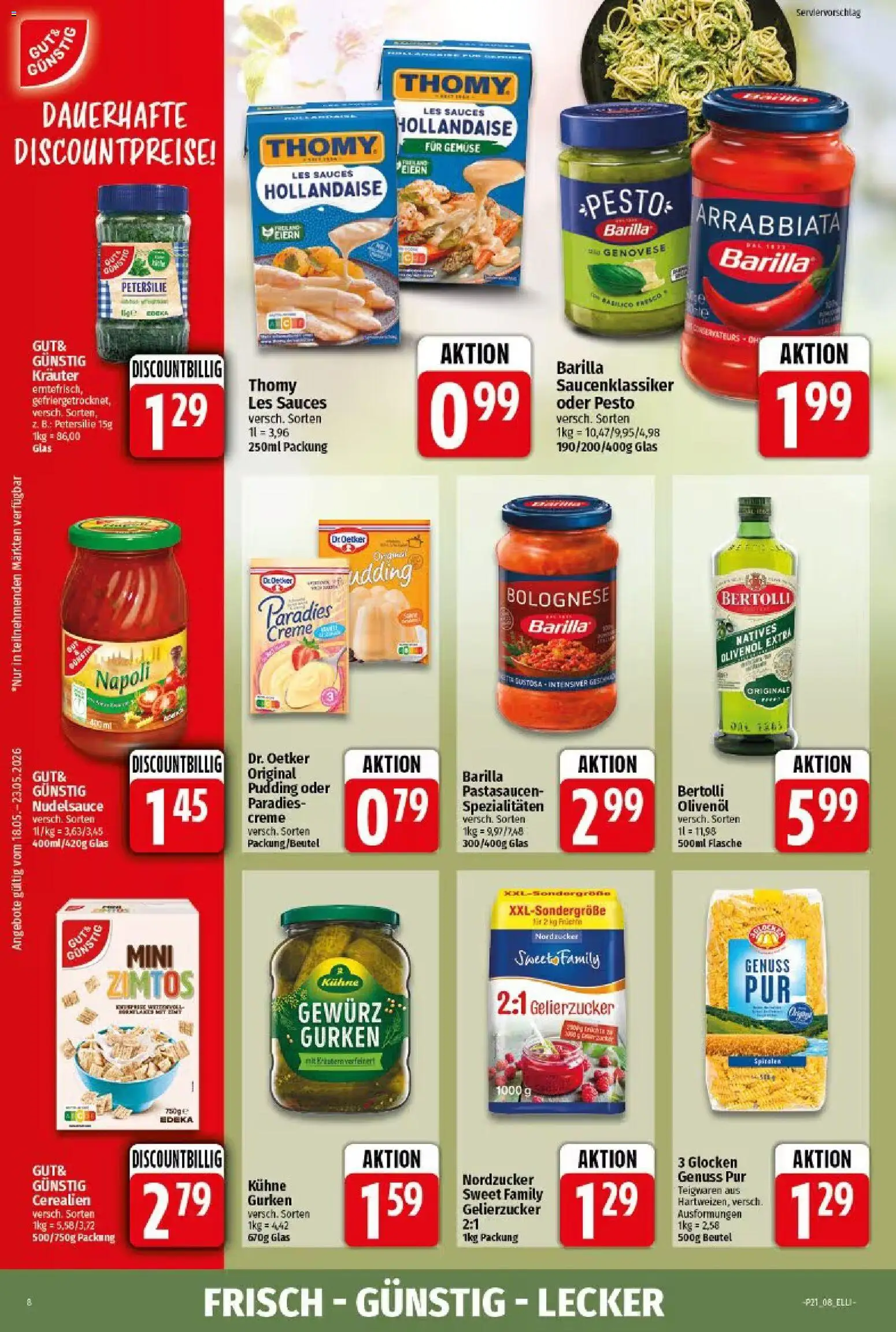 Elli Markt Prospekt Gütersloh – gültig ab 18.05.2026 | Seite: 8 | Produkte: Gelierzucker, Barilla, Gemüse, Petersilie