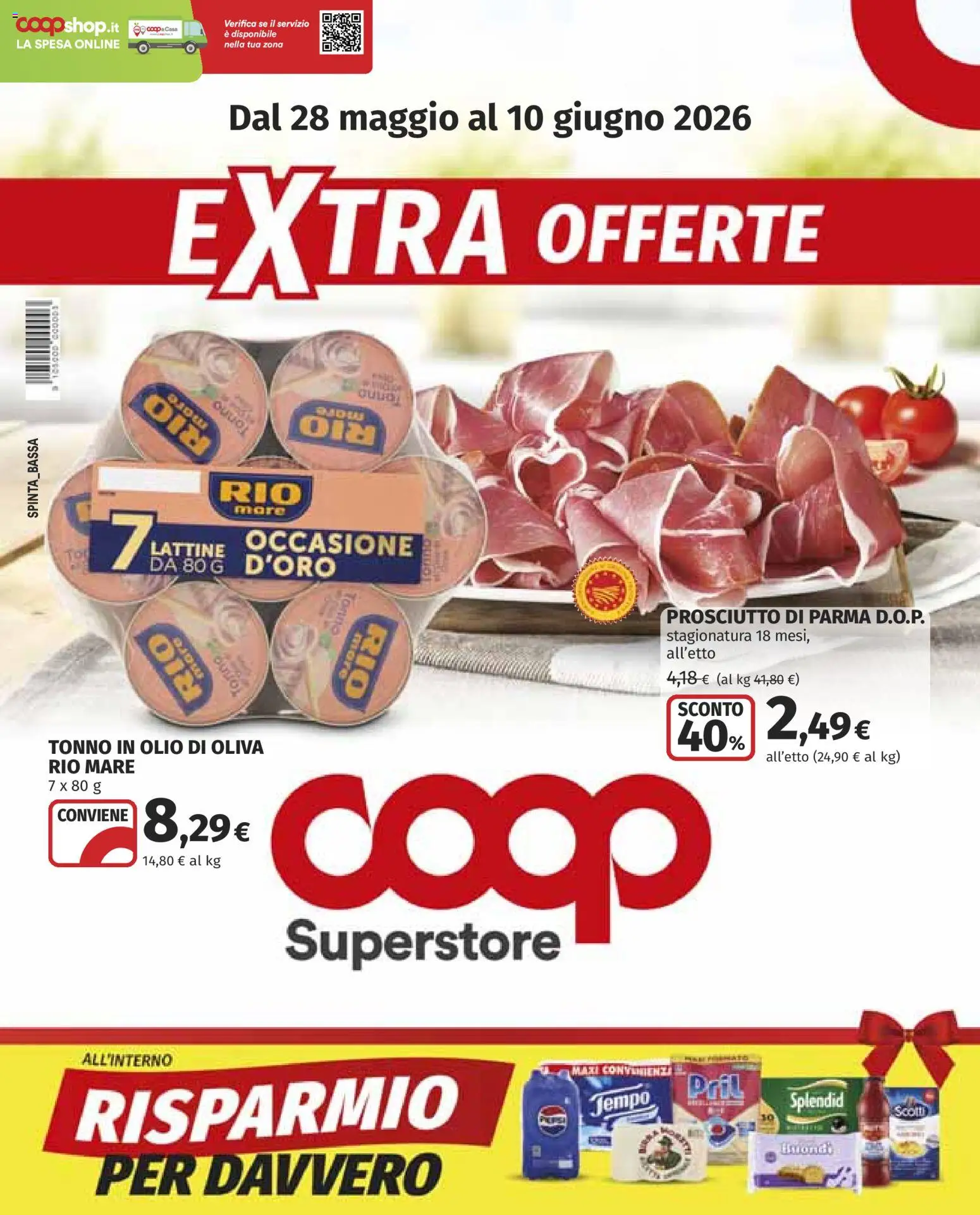 Volantino COOP del 28.05.2026 | Pagina: 1 | Prodotti: Prosciutto di Parma, Prosciutto, Tonno, Olio di Oliva
