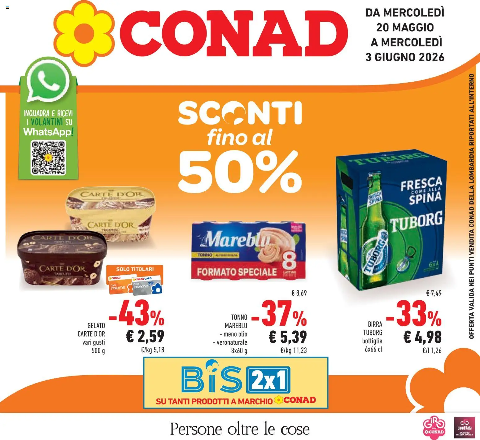 Volantino Conad del 20.05.2026 | Pagina: 1 | Prodotti: Tartufo, Birra, Gelato, Tonno