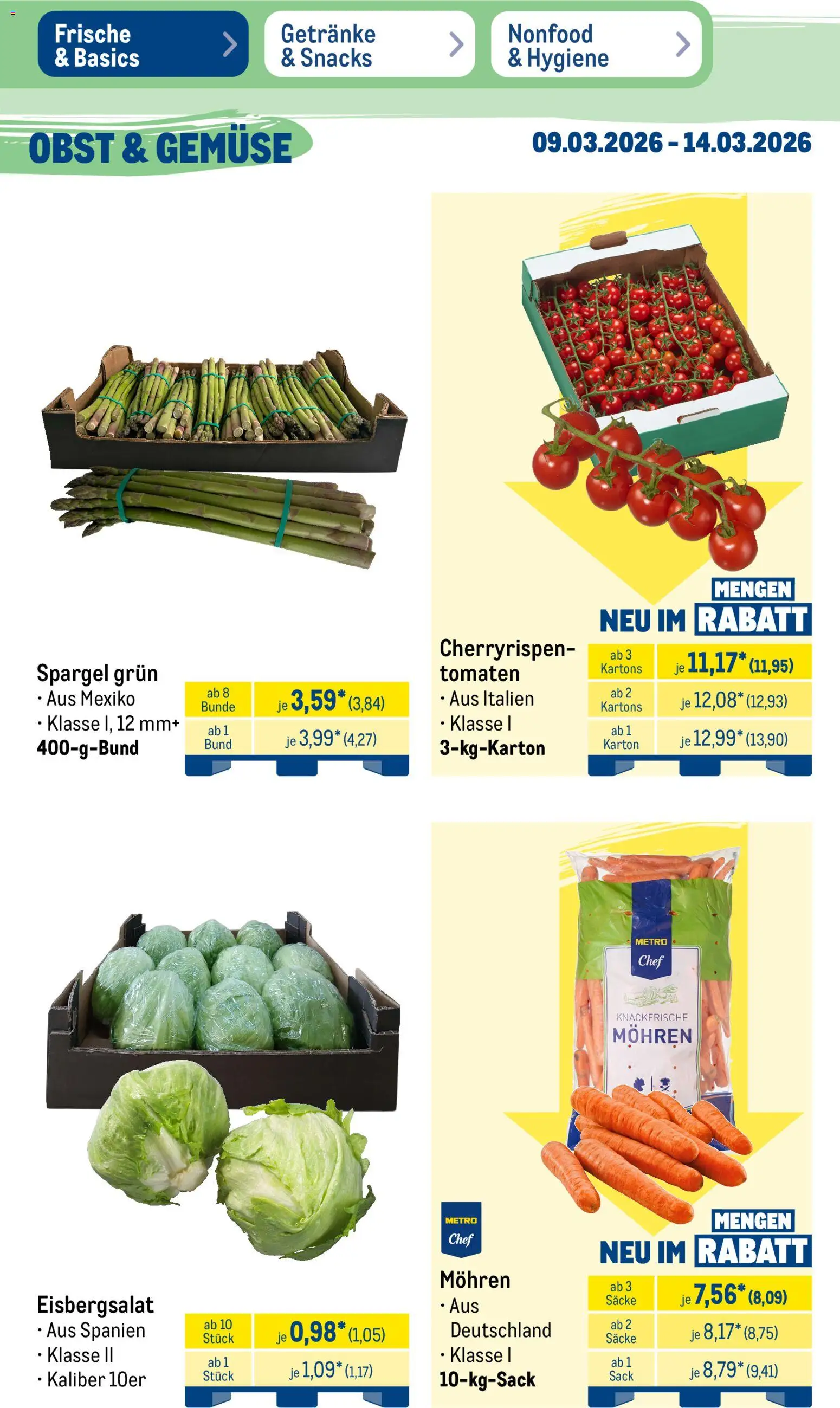 Metro Prospekt 	 – gültig ab 09.03.2026 | Seite: 13 | Produkte: Tomaten, Spargel, Gemüse, Obst