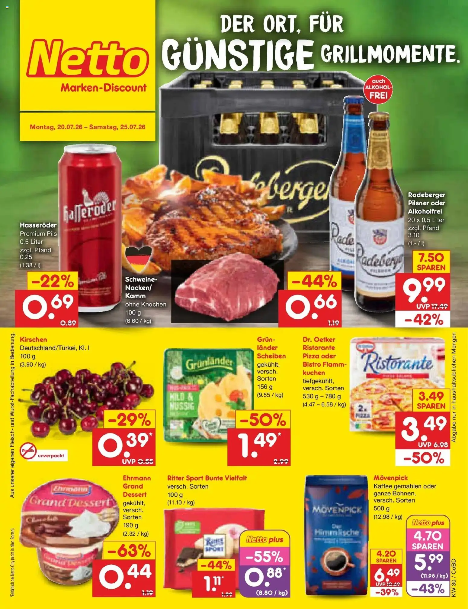 Netto Marken-Discount Prospekt Delitzsch – gültig ab 20.07.2026 | Seite: 1 | Produkte: Kaffee, Pils, Kirschen, Hasseröder