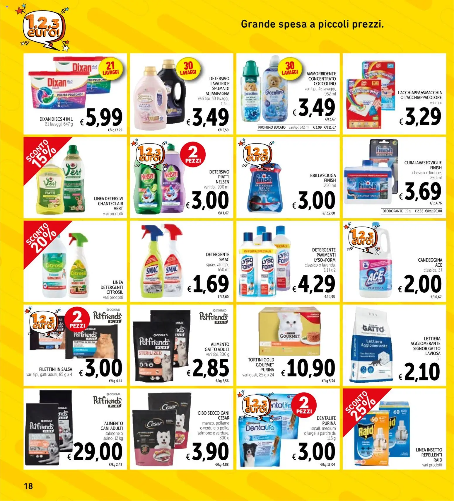 Volantino Spazio Conad del 11/08/2026 | Pagina: 18 | Prodotti: Deodorante, Ammorbidente, Salmone, Lavatrice