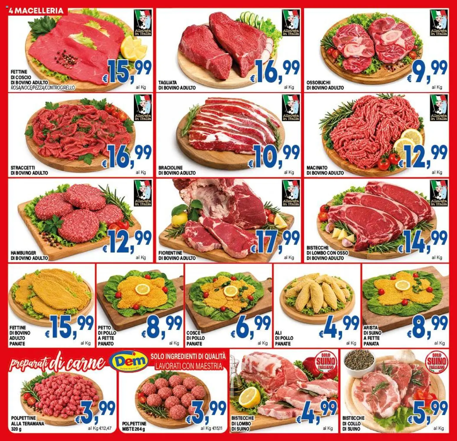 Volantino DEM del 14/10/2026 | Pagina: 4 | Prodotti: Collo, Carne, Fette di pollo, Macinato