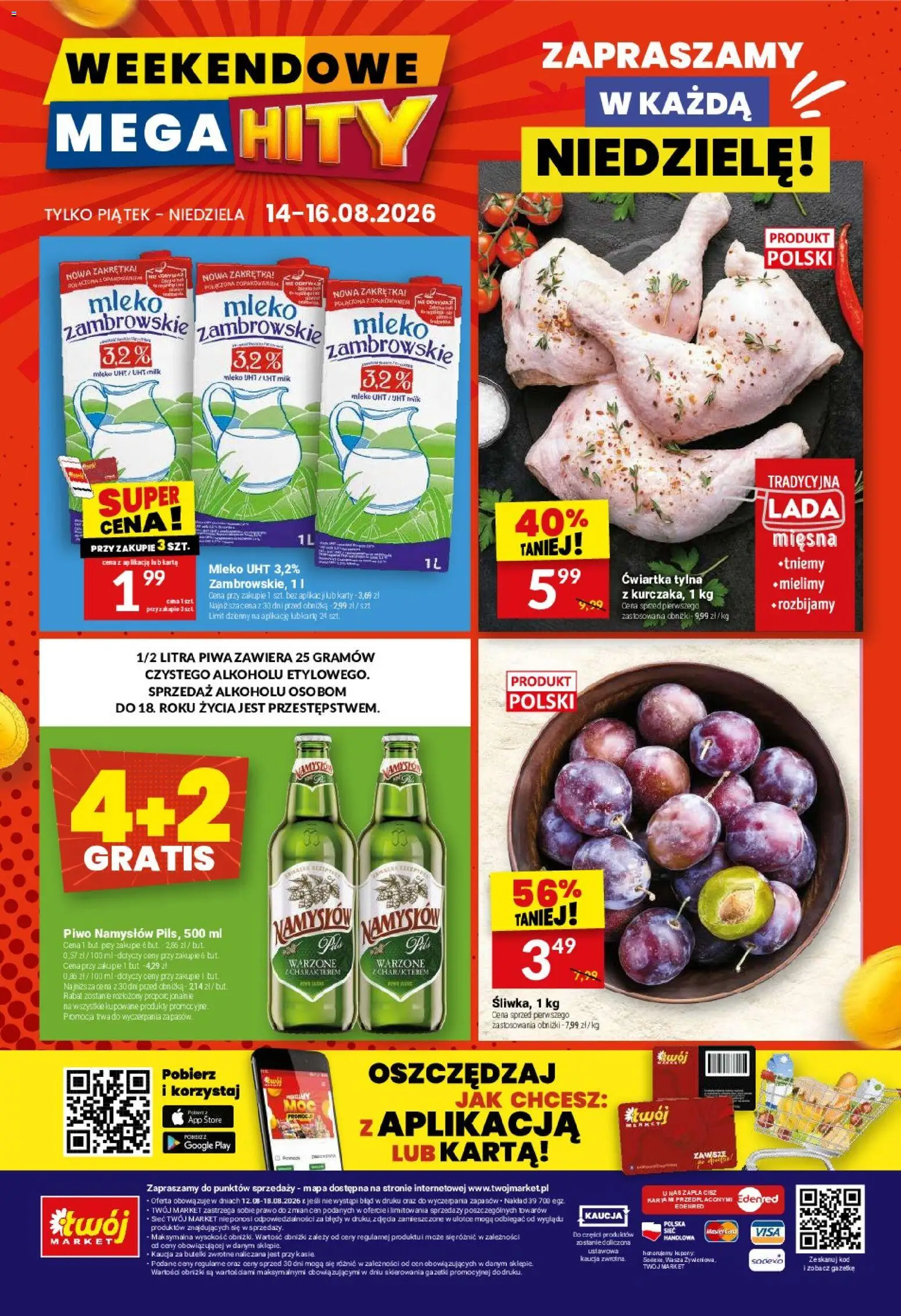 Twój Market gazetka od 12.08.2026 | Strona: 40 | Produkty: Karta, Mleko UHT, Piwo, Piwo Namysłów