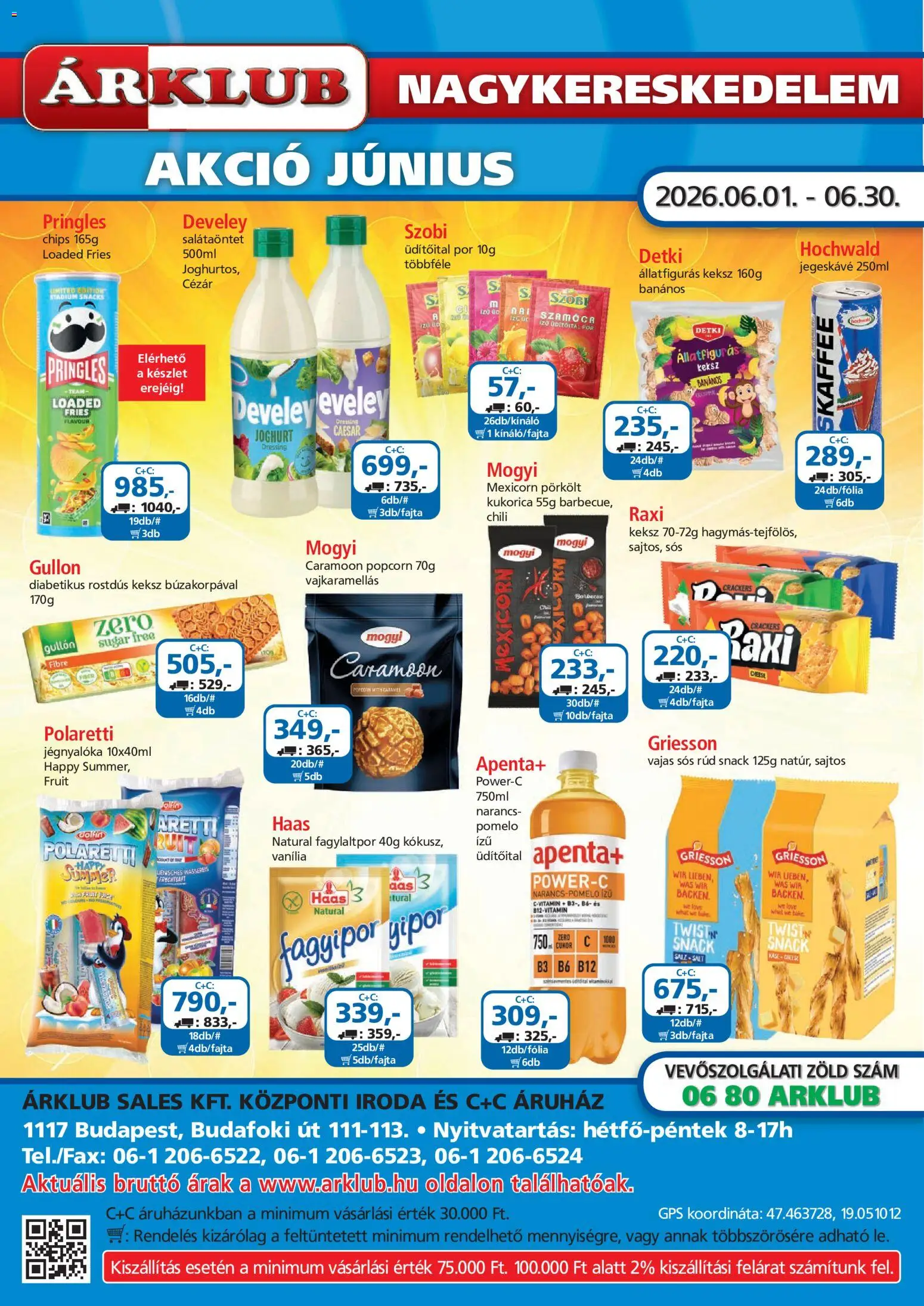 ÁRKLUB akciós ujság - amely érvényes a következő dátumtól: 01.06.2026 | Oldal: 1 | Termékek: Chips, Popcorn, Joghurt, Fagylaltpor