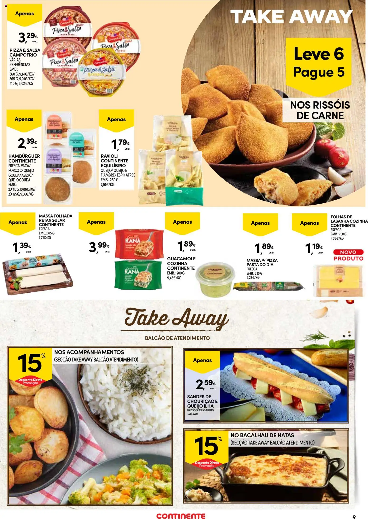Continente Açores  │ válido de 14.05.2026 | Página: 9 | Produtos: Massa folhada, Bacalhau, Hambúrguer, Massa