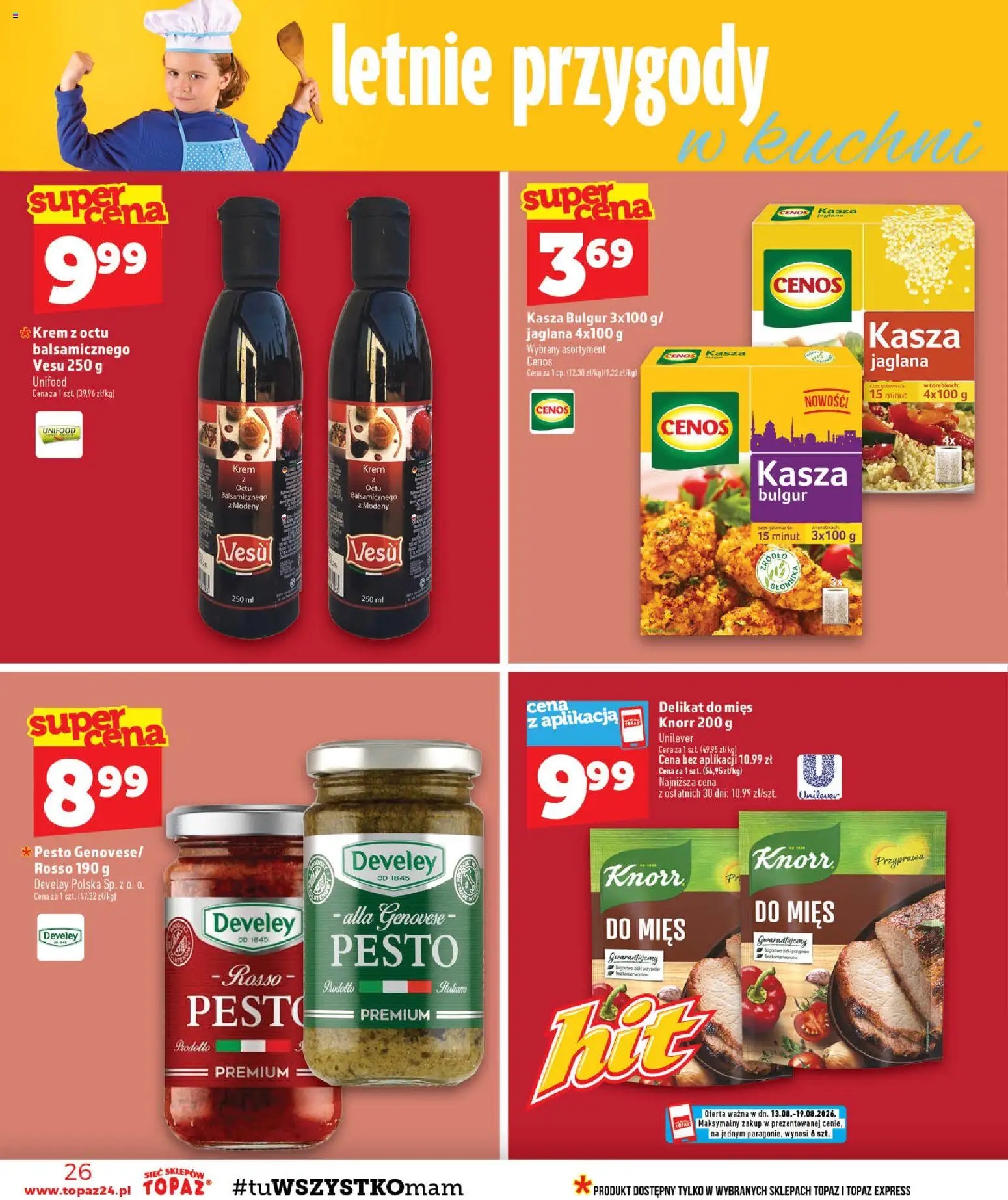 Topaz gazetka od 13.08.2026 | Strona: 26 | Produkty: Kasza, Pesto, Krem, Kasza bulgur