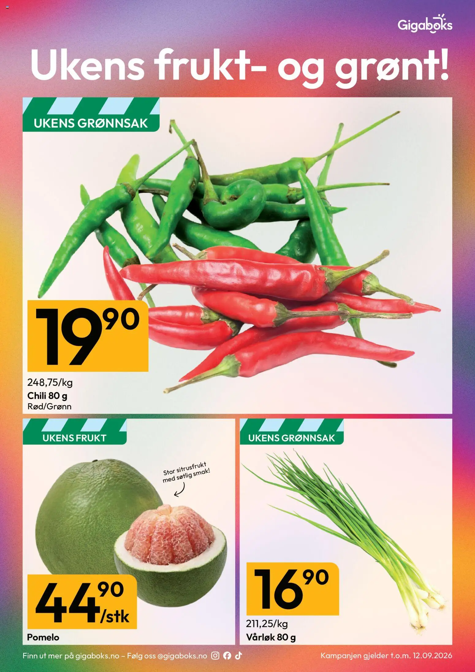 {H1} | Side: 10 | Produkter: Frukt, Chili, Pomelo, Vårløk