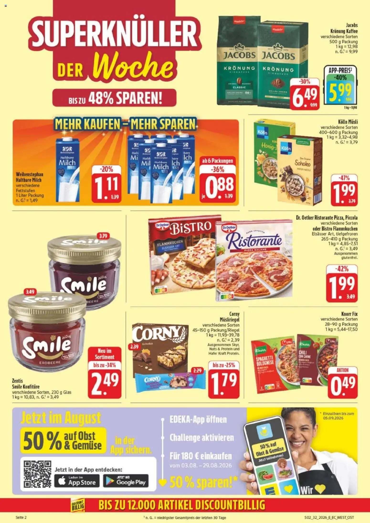 Edeka Prospekt Leipzig – gültig ab 03.08.2026 | Seite: 2 | Produkte: Kolln, Milch, Kaffee, Gemüse