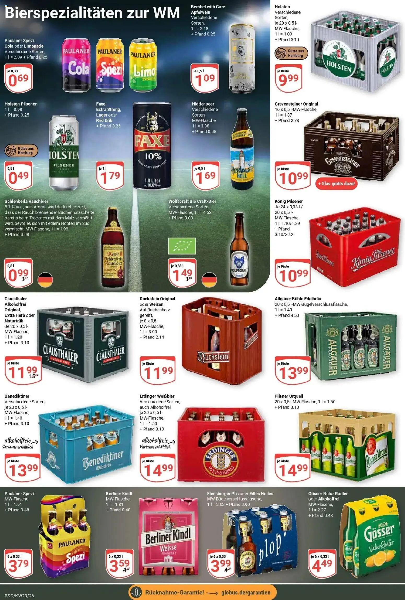 Globus Prospekt Braunschweig – gültig ab 13.07.2026 | Seite: 4 | Produkte: Weißbier, Flensburger, Radler, Himbeere