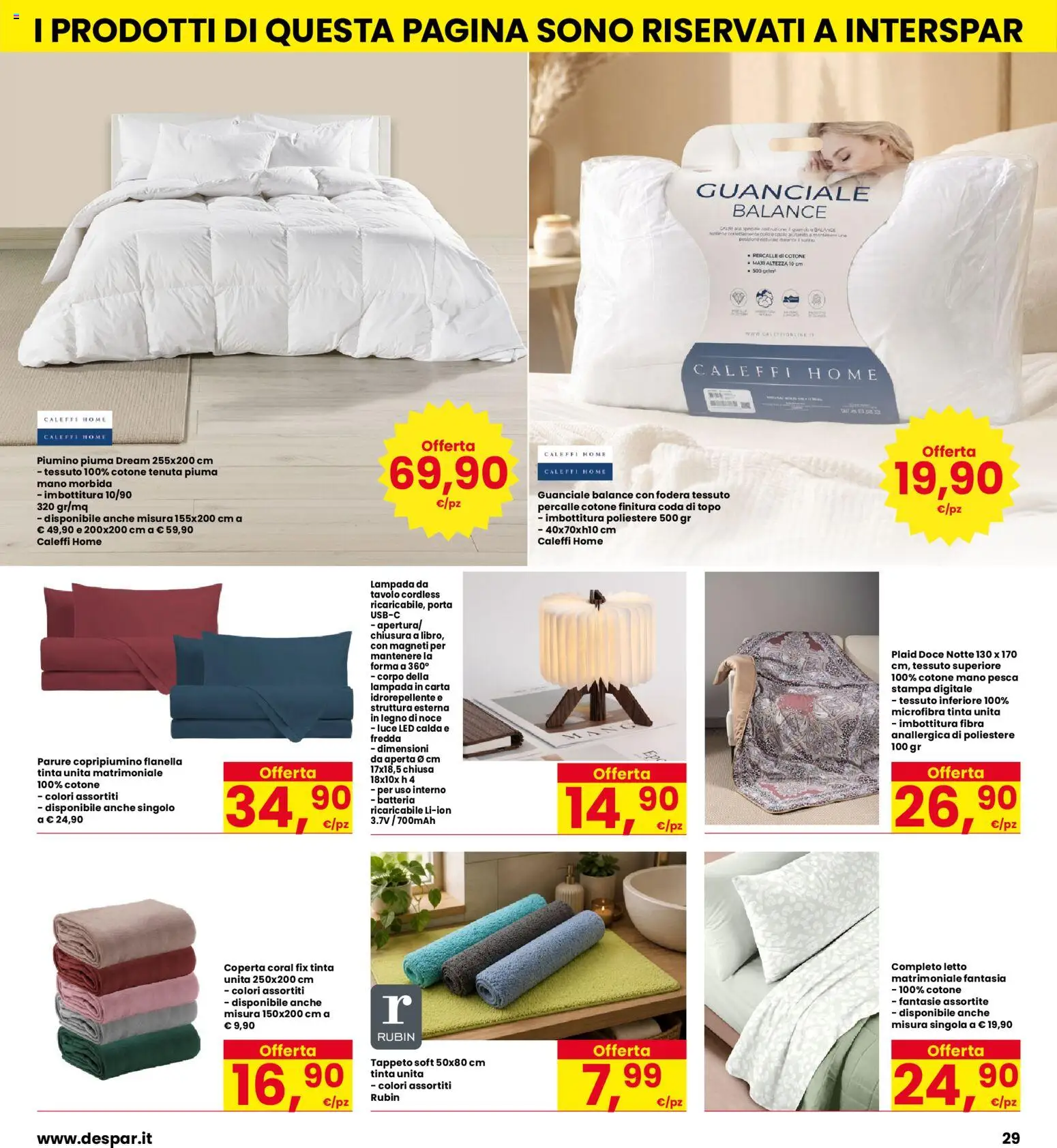 Volantino Interspar del 22/10/2026 | Pagina: 29 | Prodotti: Plaid, Letto, Tavolo, Batteria
