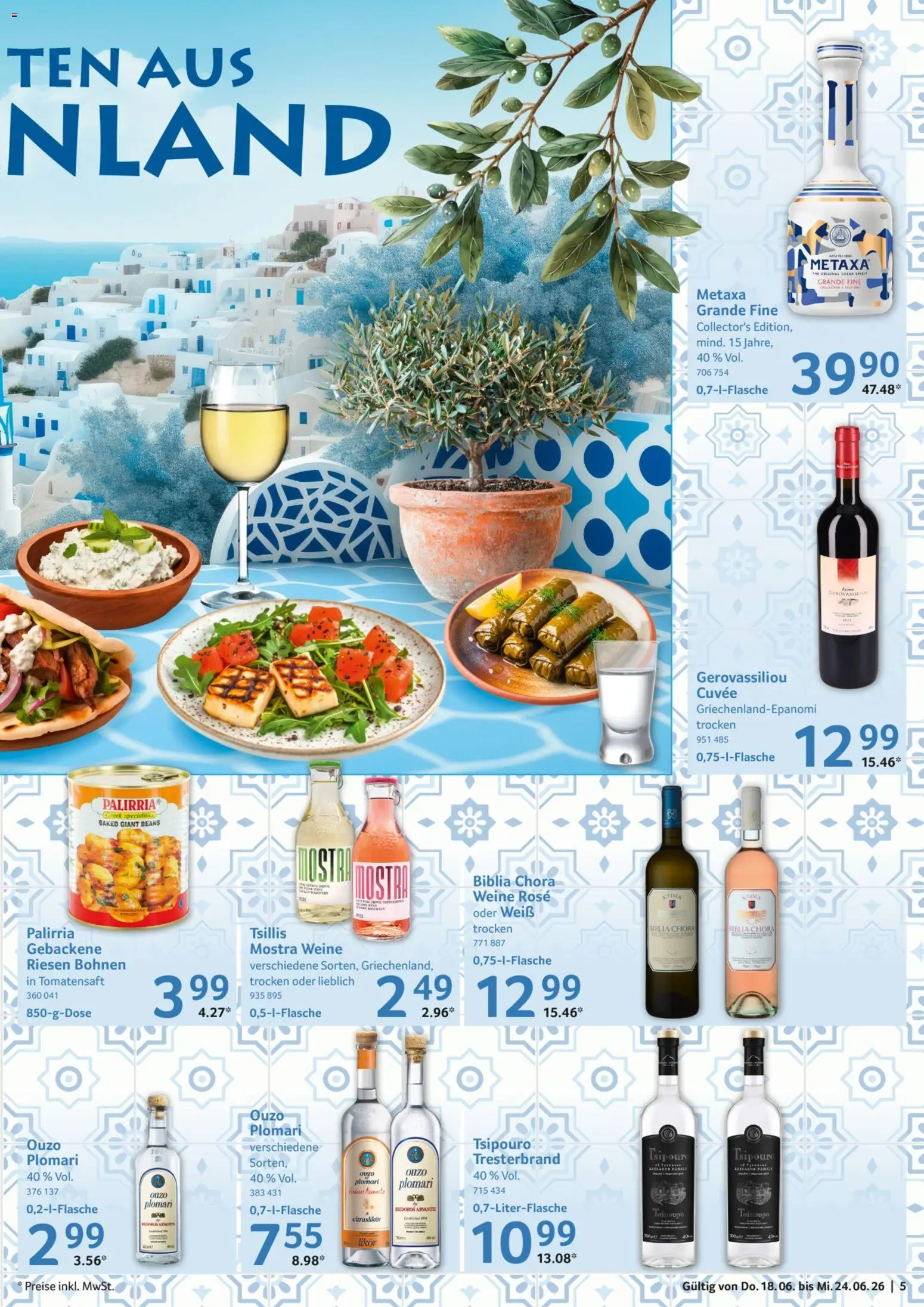 Selgros Prospekt – gültig ab 18.06.2026 | Seite: 5 | Produkte: Ouzo, Likör, Metaxa, Ouzo plomari