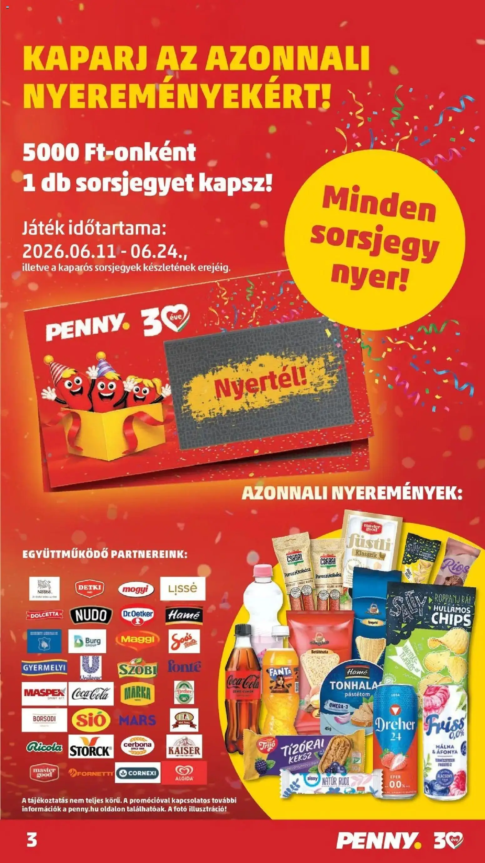 PENNY akciós ujság - amely érvényes a következő dátumtól: 11.06.2026 | Oldal: 3 | Termékek: Málna, Chips, Maggi, Eper