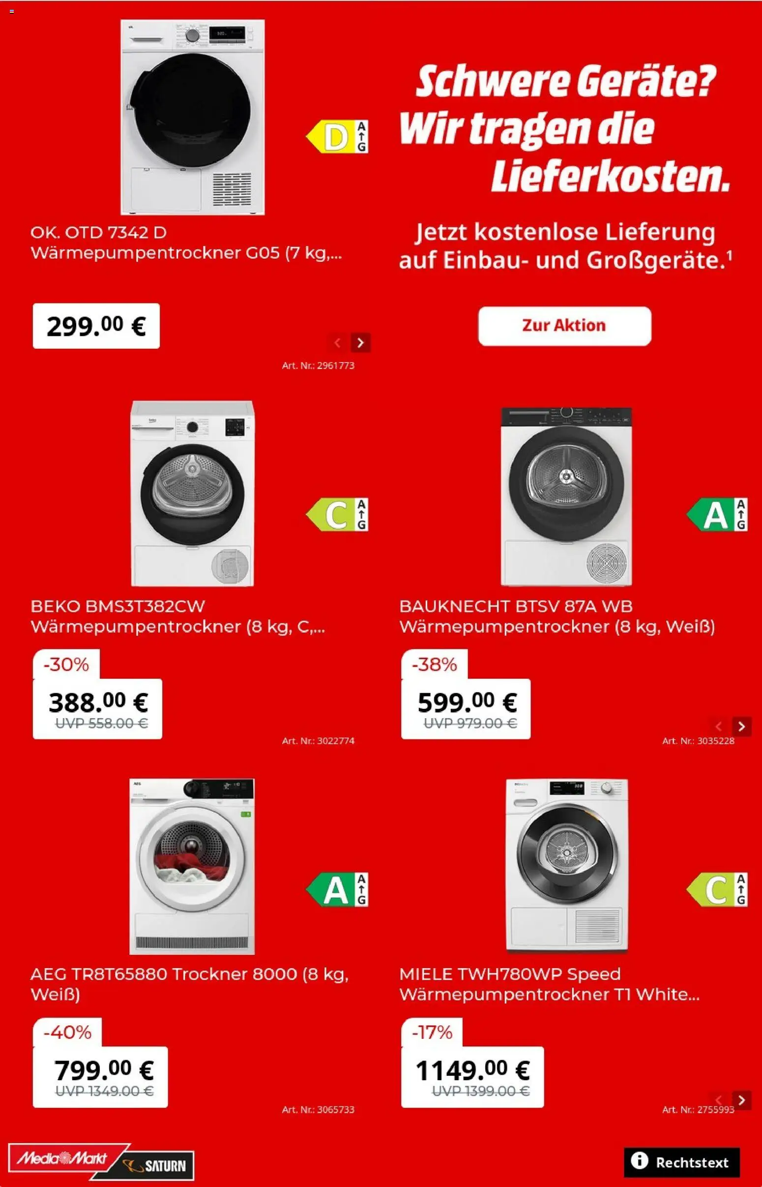 Media Markt Prospekt – gültig ab 14.10.2026 | Seite: 4 | Produkte: Miele, AEG, Trockner
