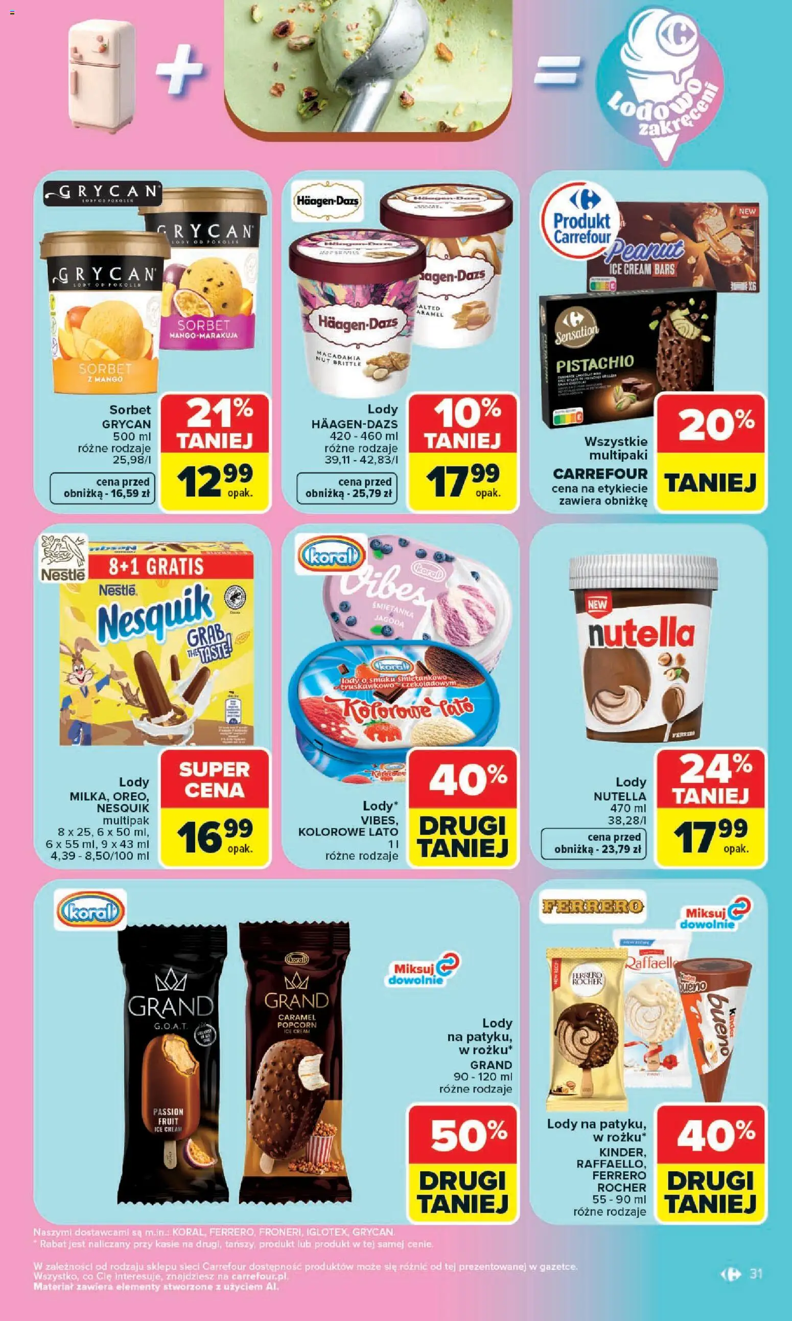 Carrefour gazetka od 13.07.2026 | Strona: 33 | Produkty: Nutella, Lody Grycan, Popcorn, Lody